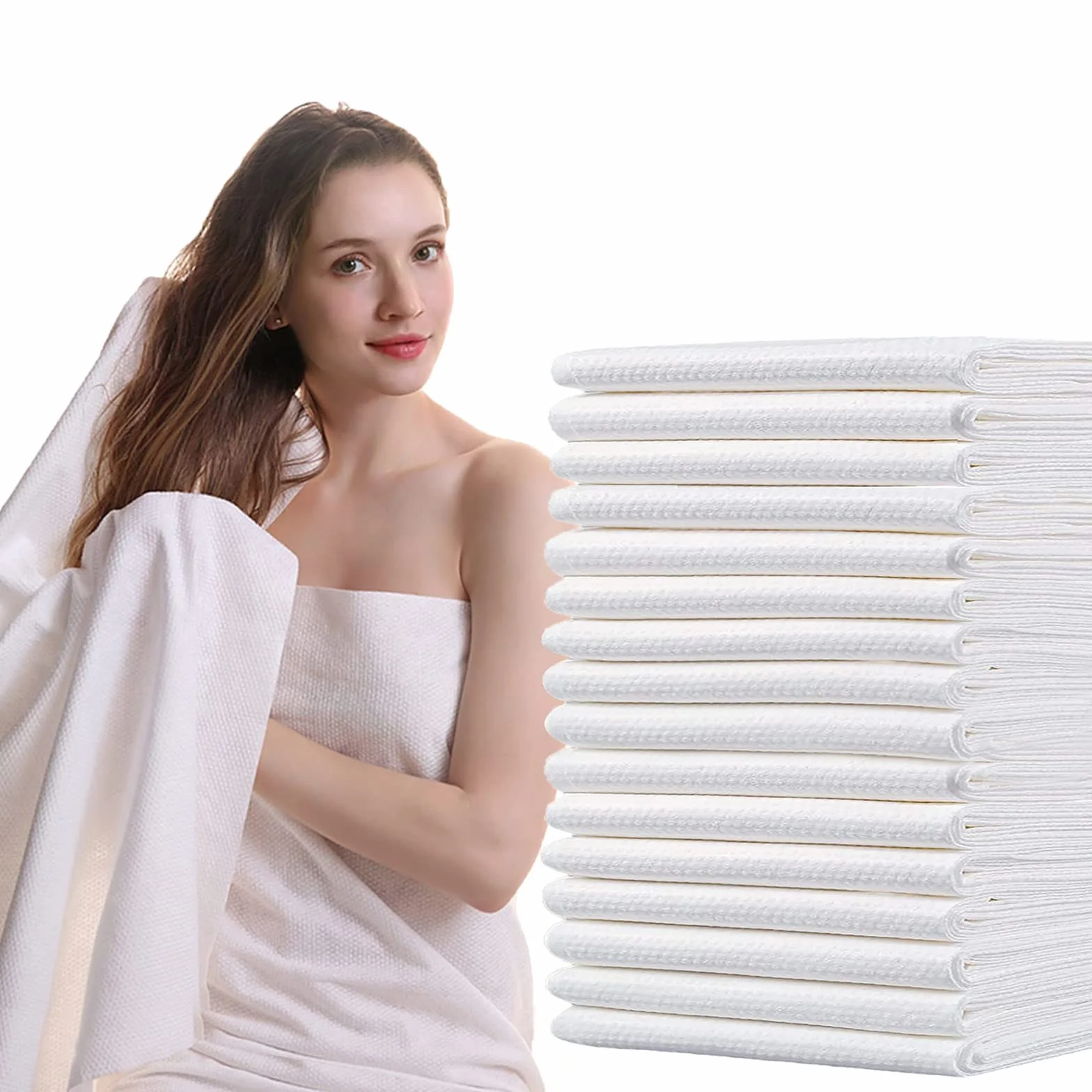 25pcs Toalla de Baño Desechable, 70 x 140cm Toallas De Ducha Desechables, Toalla Engrosada Desechable para Viajes Hoteles Campings Salones de Belleza SPA