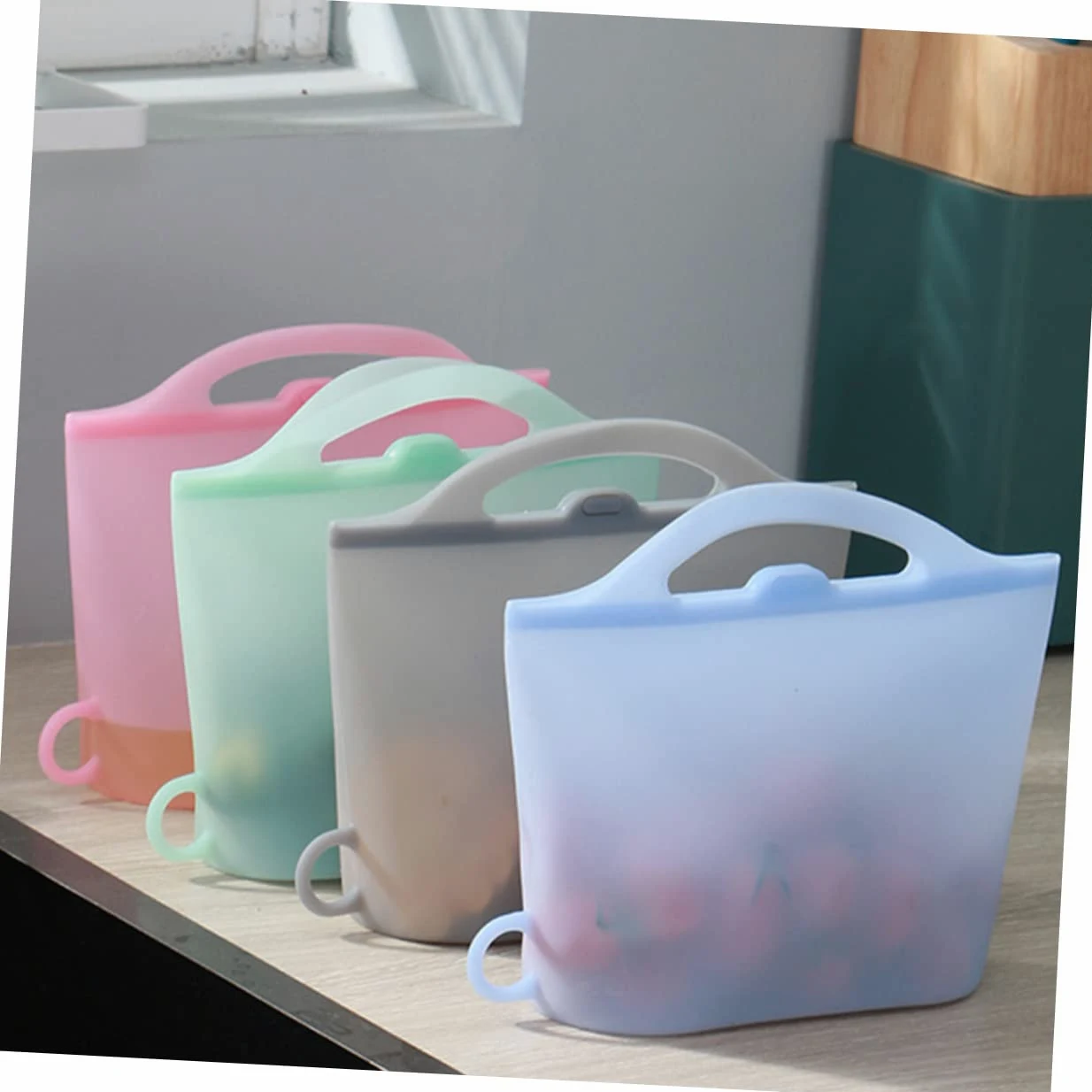 4 Bolsas De Silicona Para 1000ml Refrigerador Congelador Reutilizables Herméticas