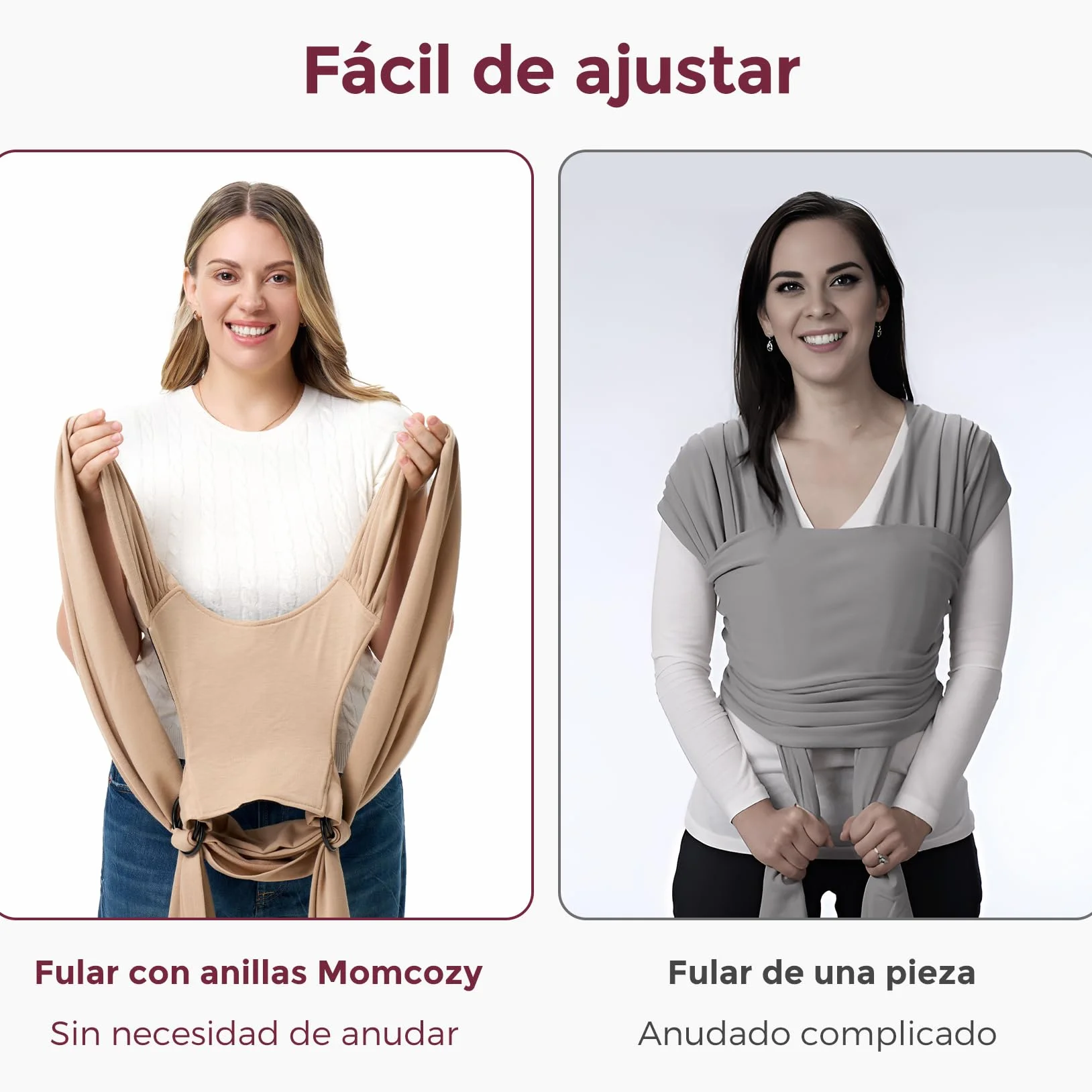 Momcozy Fular Portabebés Elástico Recién Nacidos Ajustable Ergonómico Manos Libres 3,6–15 kg Transpirable OEKO-TEX 100