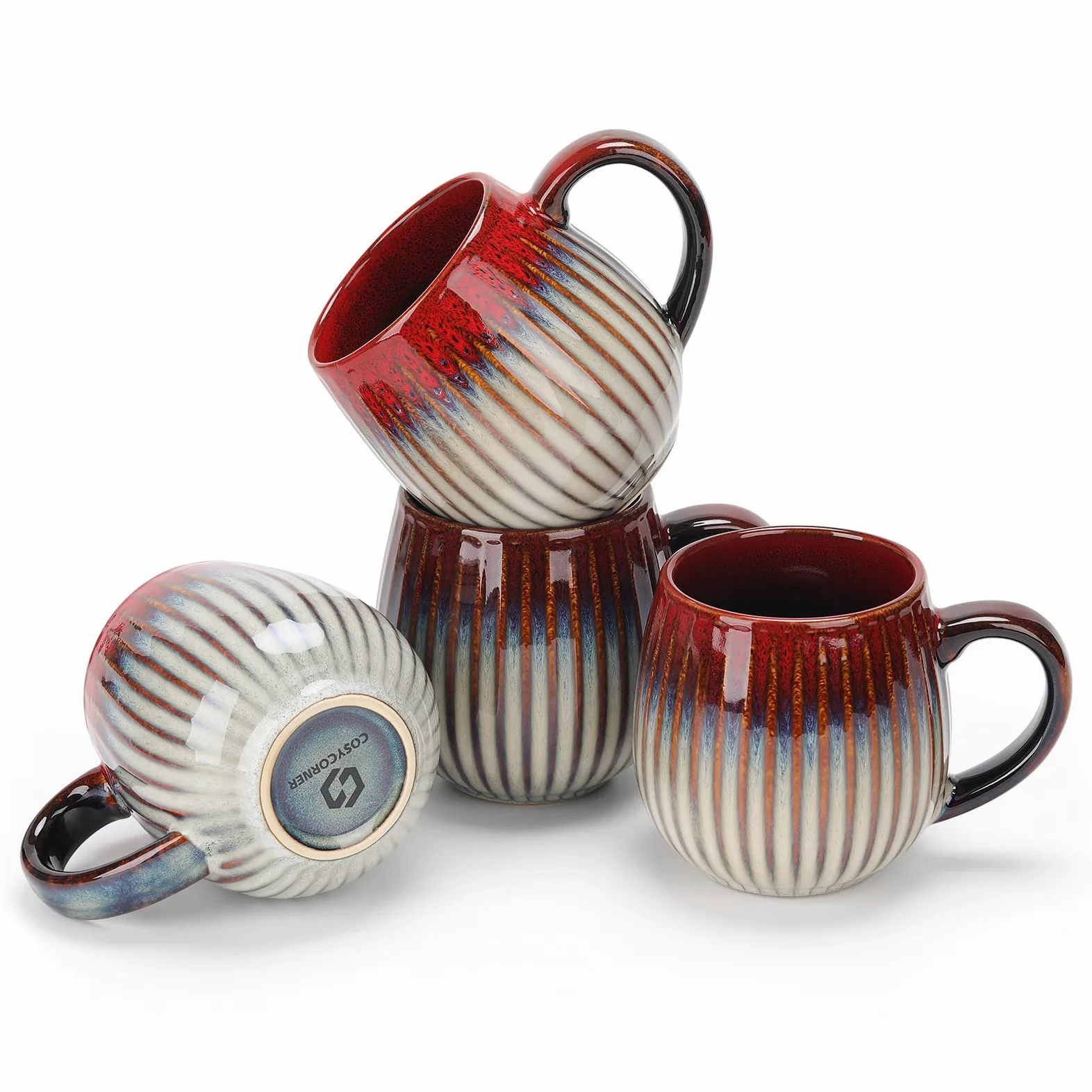 Set de tazas de cerámica CosyCorner, 530 ml, grandes tazas de café para el hogar y la oficina, taza de cerámica para café y té, 4 unidades