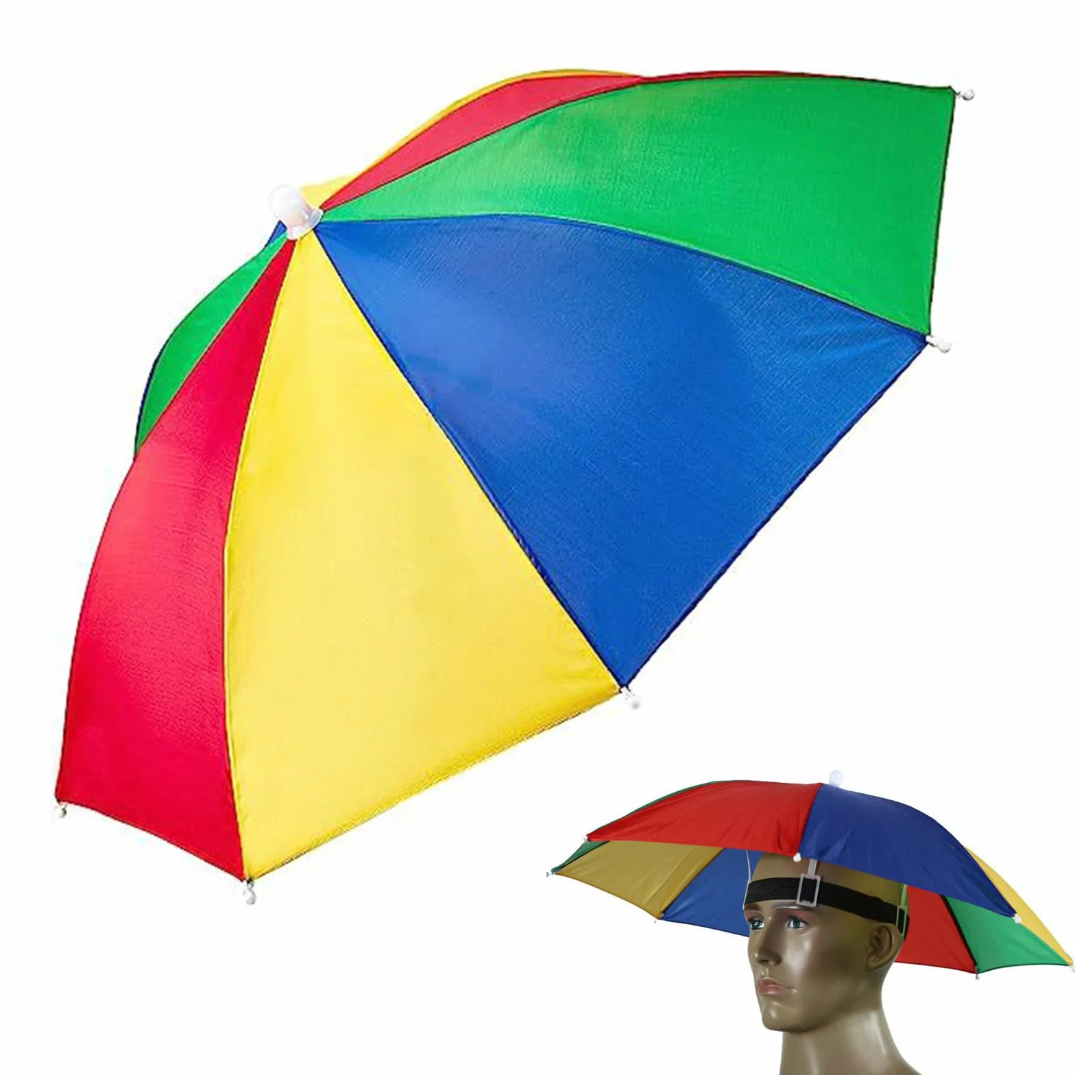 Gorros Paraguas Arcoíris con Bandas Elásticas para Golf Ciclismo Pesca Playa Jardinería 1 Pieza