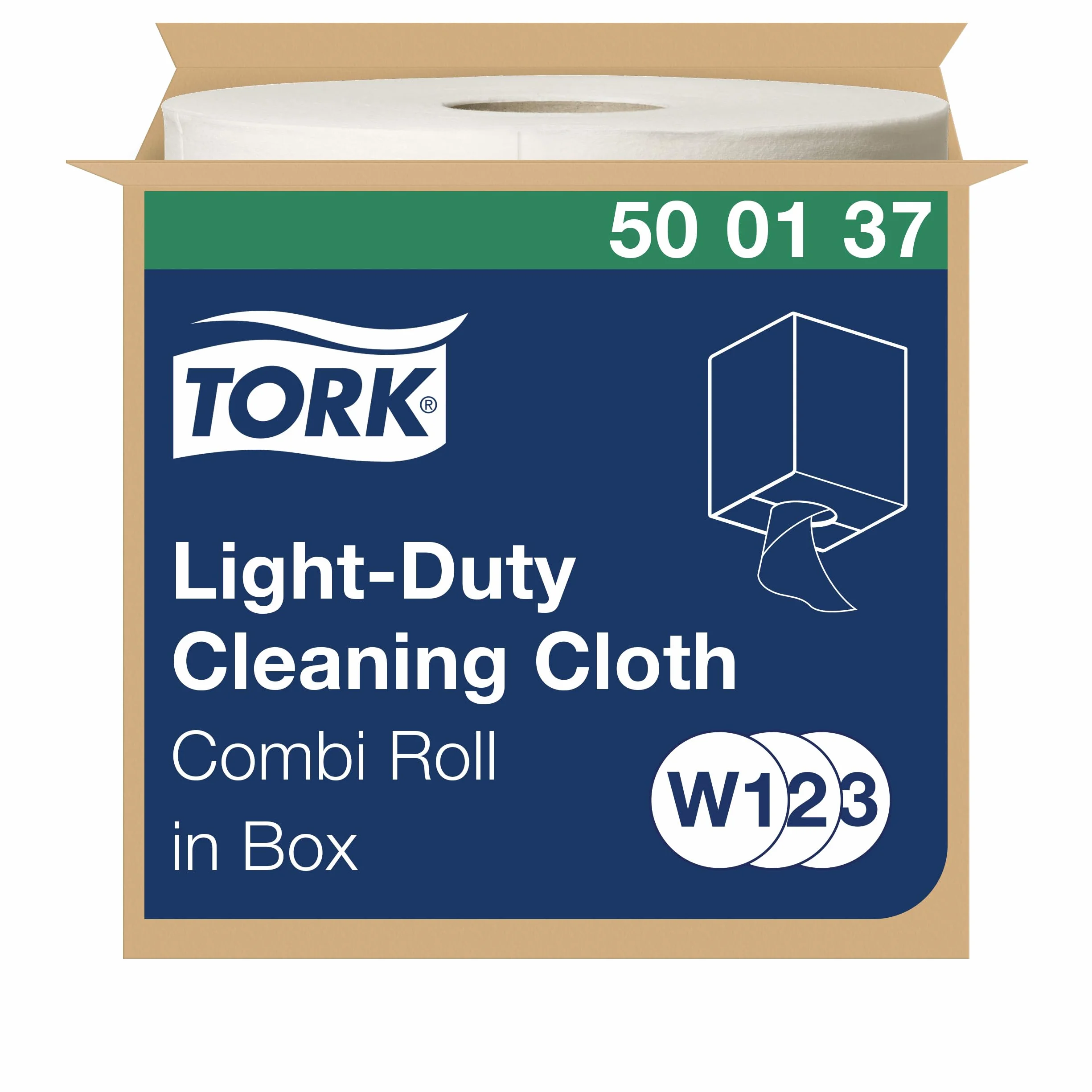 Tork Paños de Limpieza en Rollo Combi, 4 x 600 unidades, 500137 | Blanco W1/W2/W3, Uso en Seco o Húmedo, para Tareas de Limpieza Ligeras
