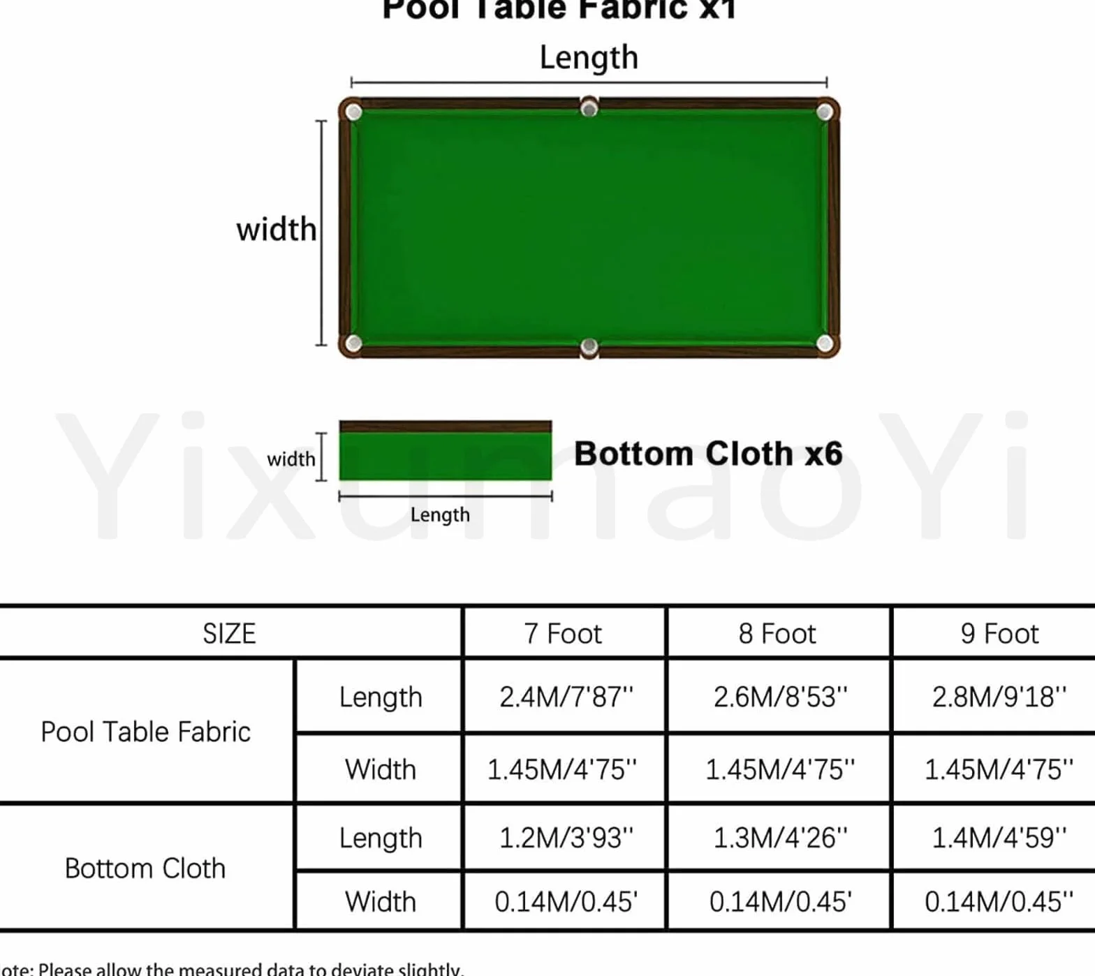 Fieltro de Mesa de Billar, Mantel para Piscina Interior, Tela de Billar con 6 Tiras, 3 Colores, A-7ft