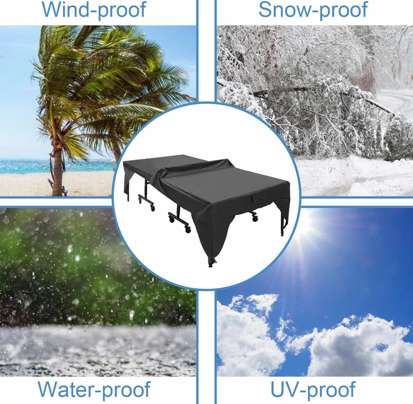 Funda para Mesa de Ping Pong GAESHOW Impermeable Ajustable 280x153x73cm