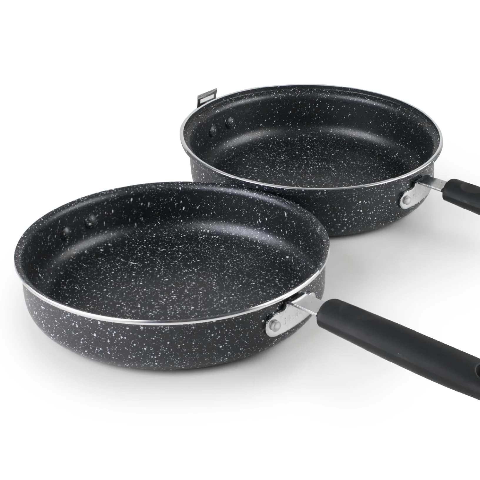 IBILI - Sarten doble para tortilla patatas natura, 24 cms, Aluminio, Antiadherente estilo piedra, Apto para induccion, voltea tortuilla.