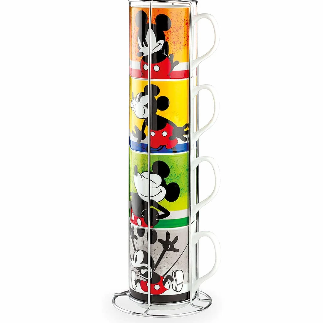 Egan Juego de 4 tazas apilables Mickey I Am + Metalrack ML. 350 PWM21I/4AM multicolor
