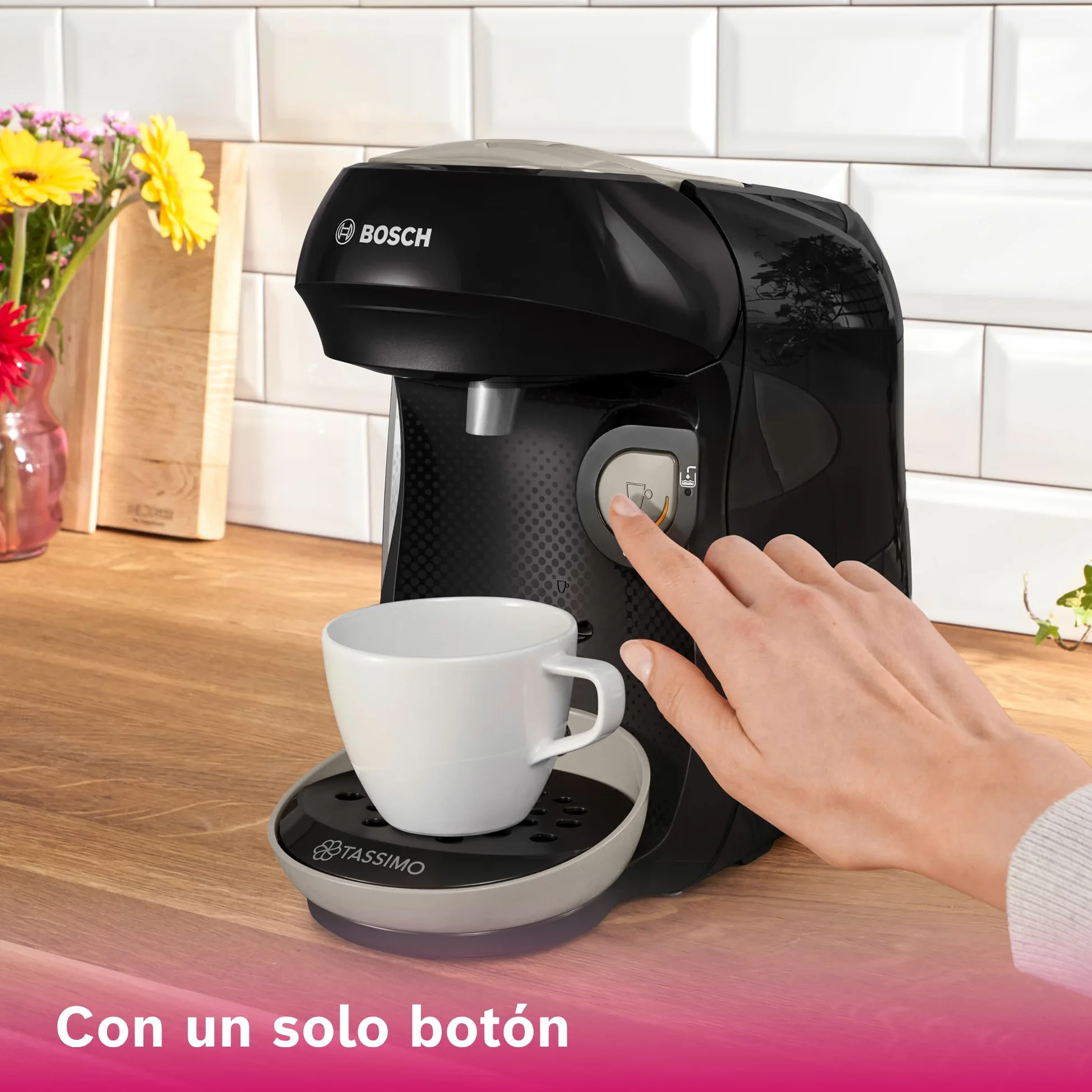 Bosch - Cafetera multibebida Tassimo Happy Friendly, OneTouch, Intellibrew, Beige, TAS109E