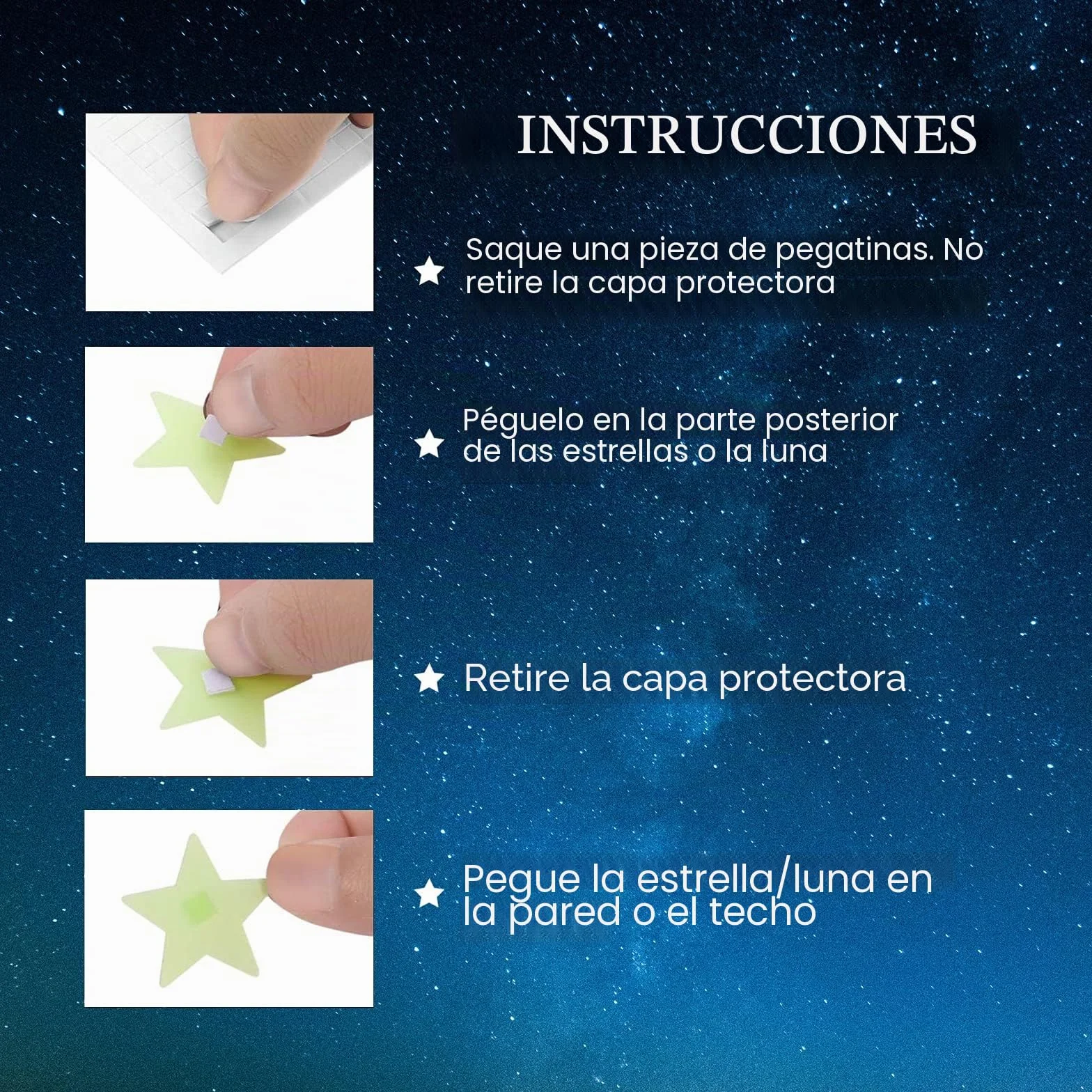 CAYUDEN 201 pcs Estrellas Fluorescentes 3D Pegatinas de Pared Infantiles con Luna