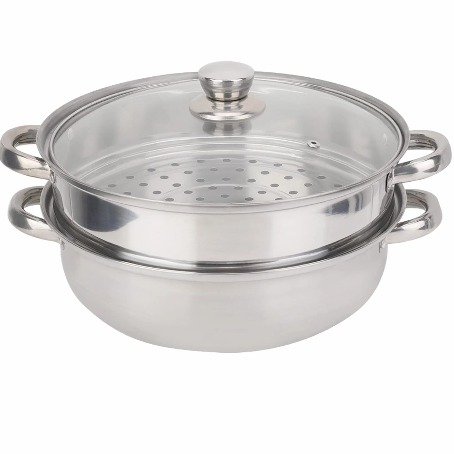 Tiiyee Steamer For Cooking, Vaporera De InduccióN Apilable Para Papas Mini Con Tapa Vidrio Cocinar Vapor Acero Inoxidable 2 Capas Olla Doble Caldera DiseñO Poroso Carne Y Ver Utensilios Cocina