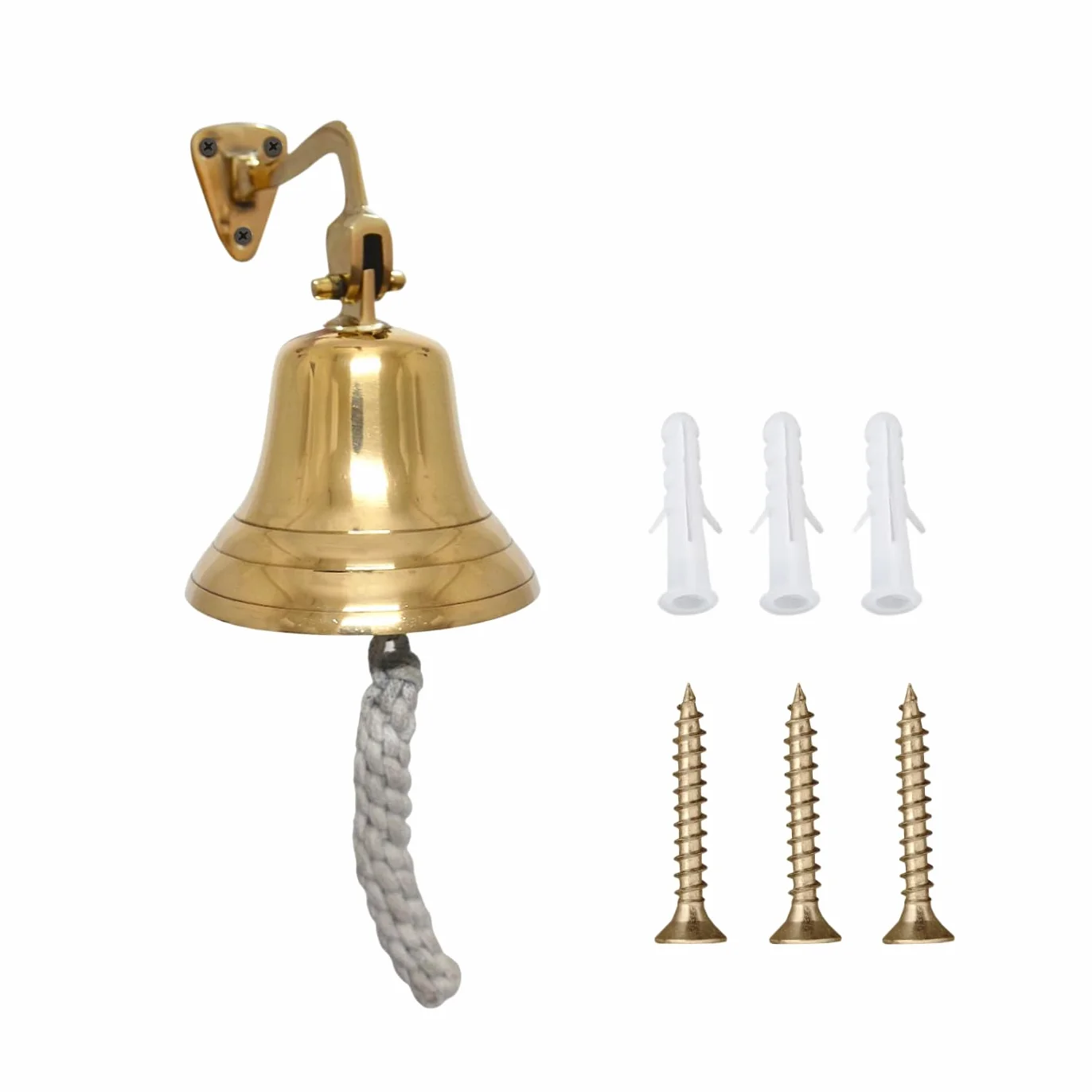 Fenzo Last Order - Campana tradicional de latón para colgar en la pared con cuerda duradera, sonido fuerte, para trineo, casa de juegos, barco, bar en casa, pub (7 pulgadas)