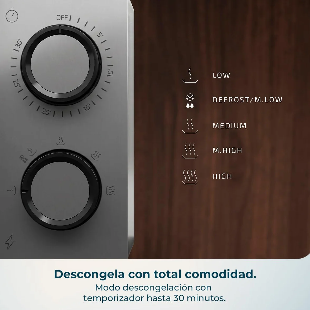 Cecotec Microondas 20L ProClean 3160 Mirror Wave con revestimiento Ready2Clean para una mejor limpieza, tecnología 3DWave, 700 W, 20 l, color plateado