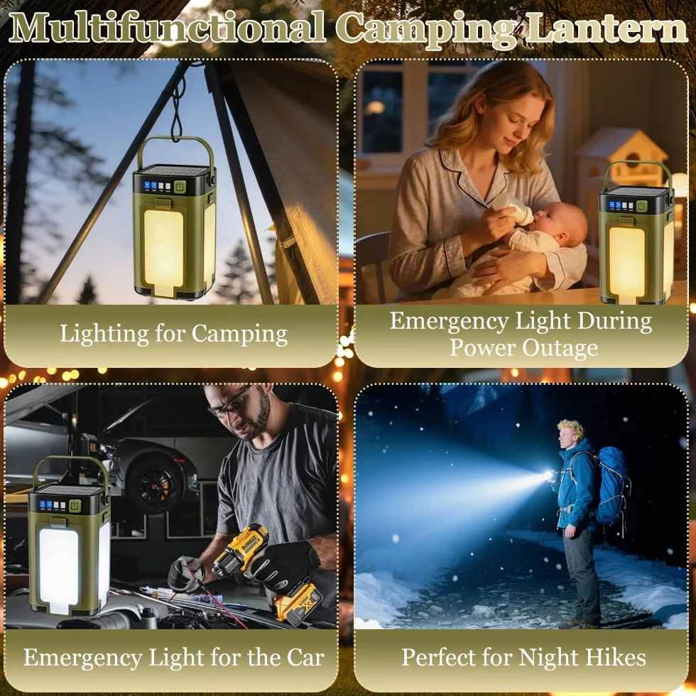 Lámpara Camping LED Solar Plegable Impermeable 6 Modos Iluminación Exterior