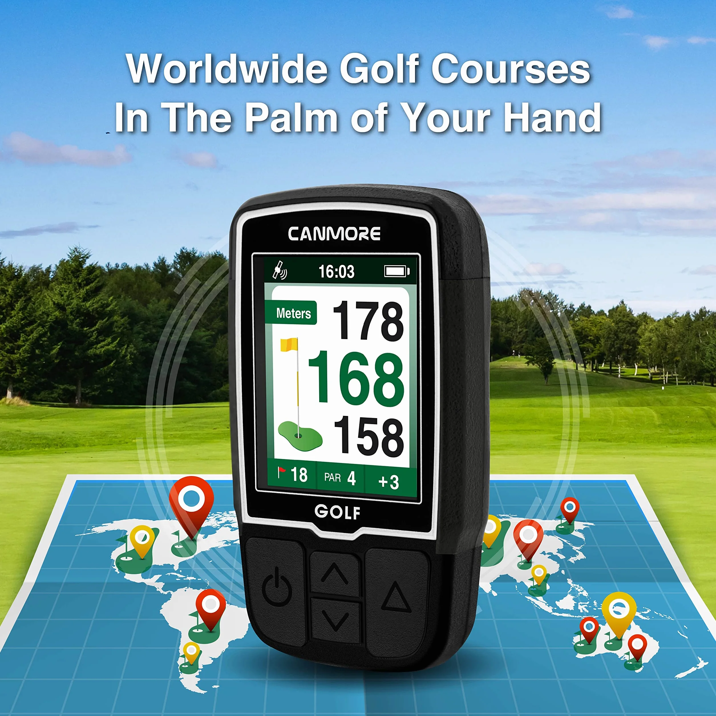 CANMORE HG200 PRO GPS de golf de mano, 41,000 cursos, negro