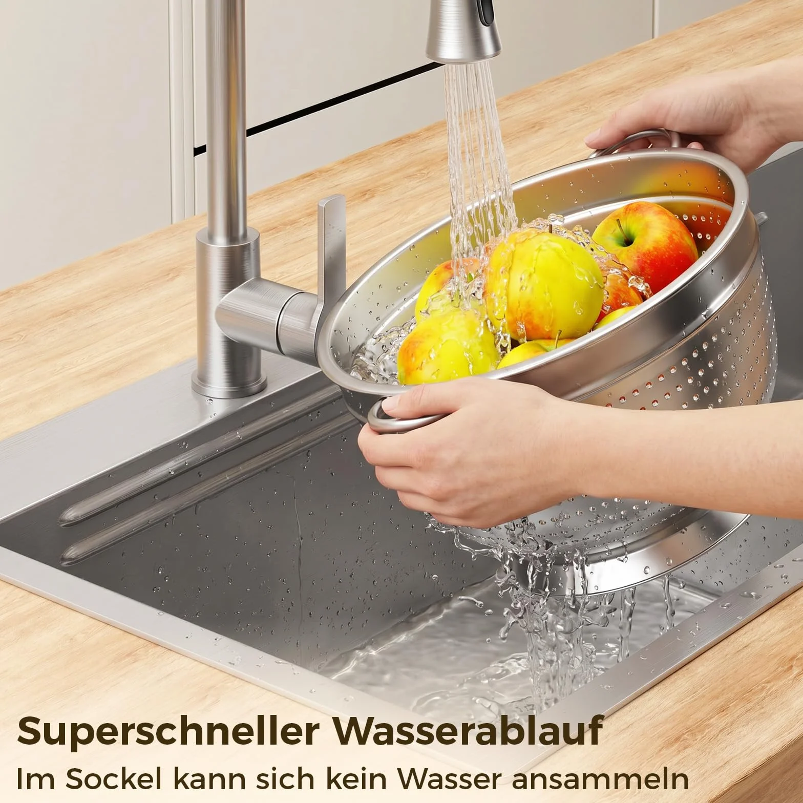 Juego de 3 coladores coladores de acero inoxidable, colador de cocina, colador de pasta de 20/24/26 cm, colador de cocina de metal con asa, colador de malla fina para lavar pasta, verduras, frutas y