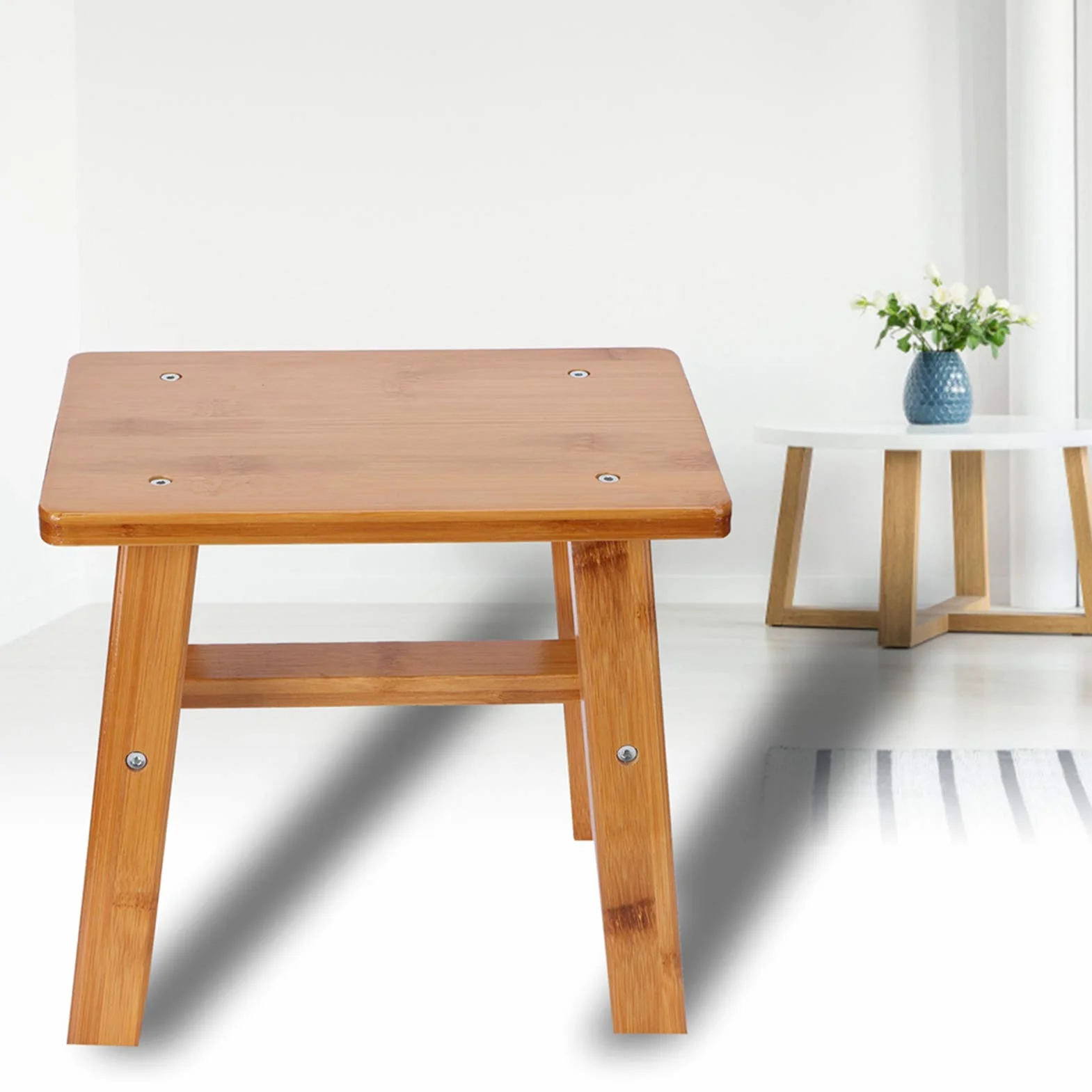 Taburete bajo Pequeño de Madera, Banco para Niños, Taburete Cuadrado, Taburete con Escalones Redondos, Textura Suave con Esquinas Redondeadas para la Sala de Estar del Hogar(2#)