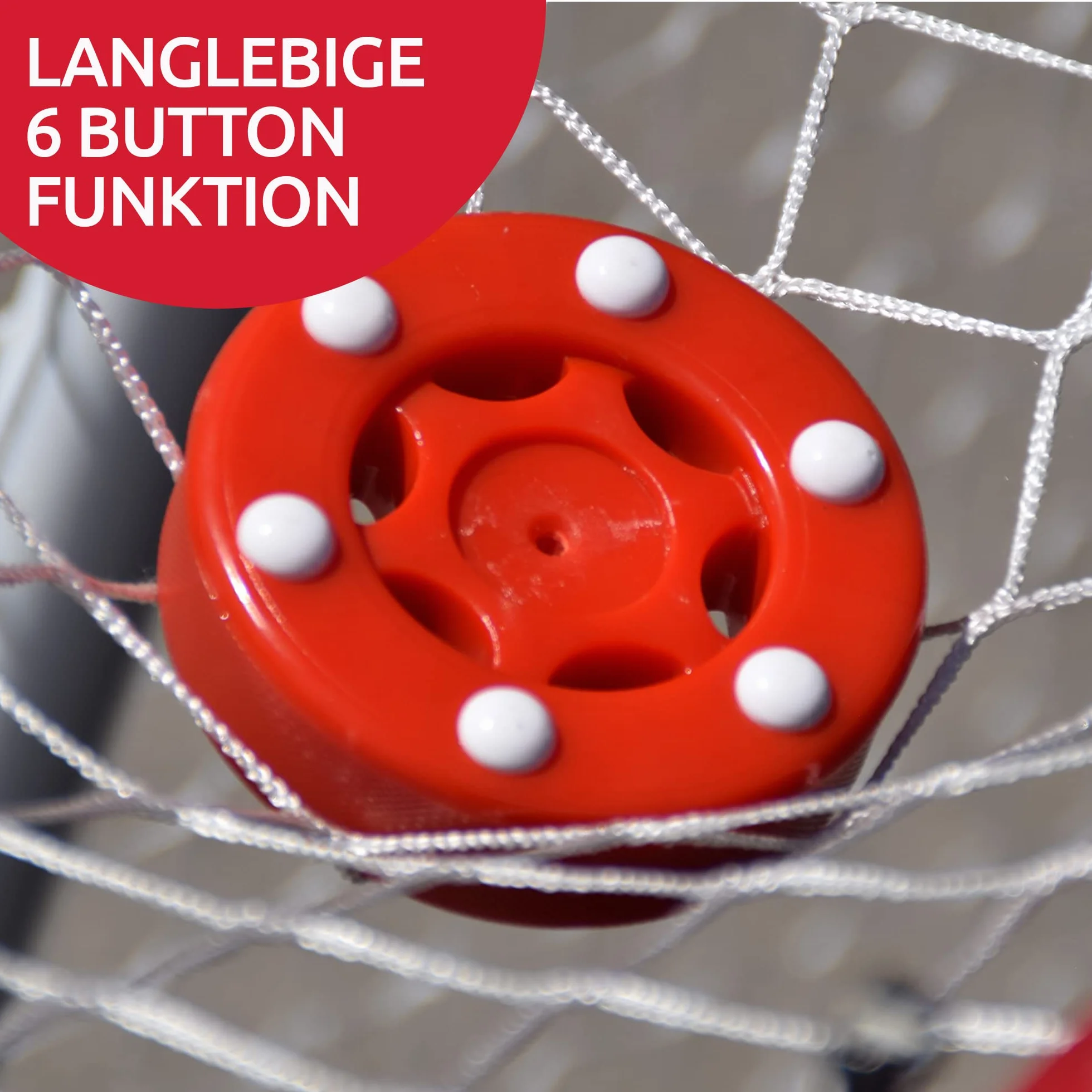 Base Puck Pro 6 Botones Hockey en Línea y Calle Rojo 8 cm