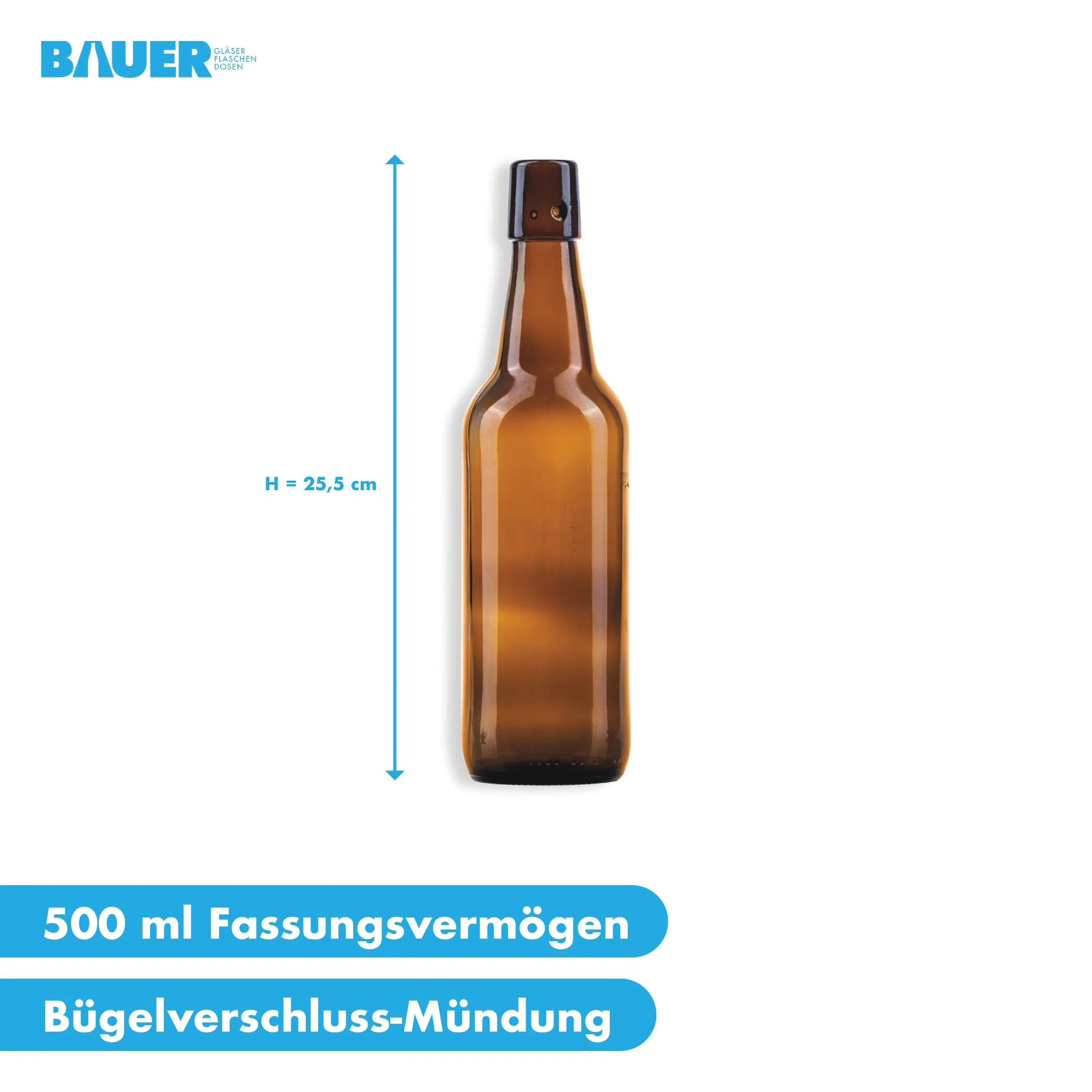 6 botellas de cerveza de 500 ml, color marrón, incluye tapón a juego – 6 botellas de cristal de 500 ml, perfectas como botellas de 500 ml, botellas de licor de 500 ml.