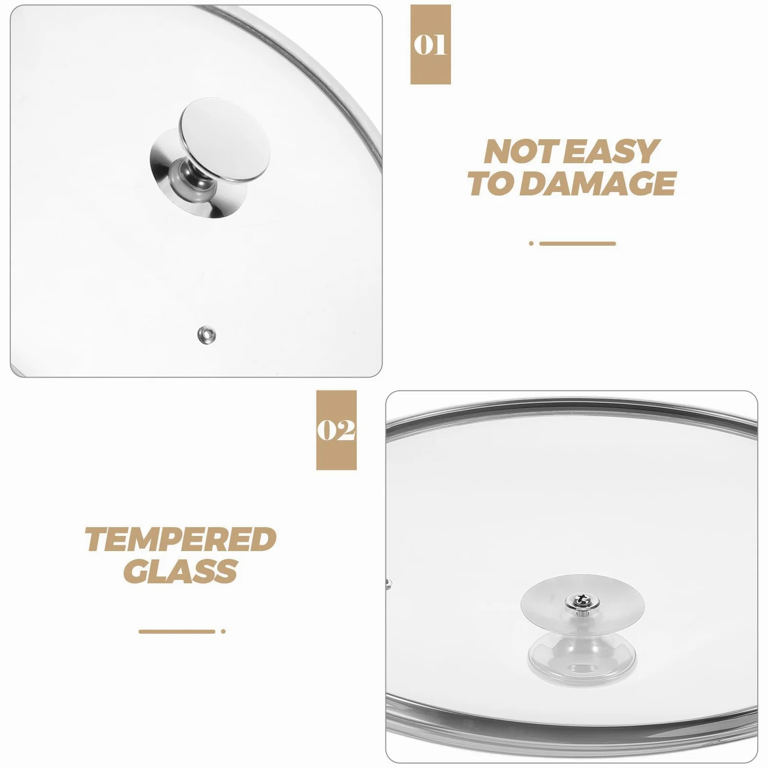 iplusmile Tapa de Sartén y Olla de Acero Inoxidable de 34cm Borde Reforzado, Diseño Elegante y Fácil de Limpiar para Cocina Segura y Moderna