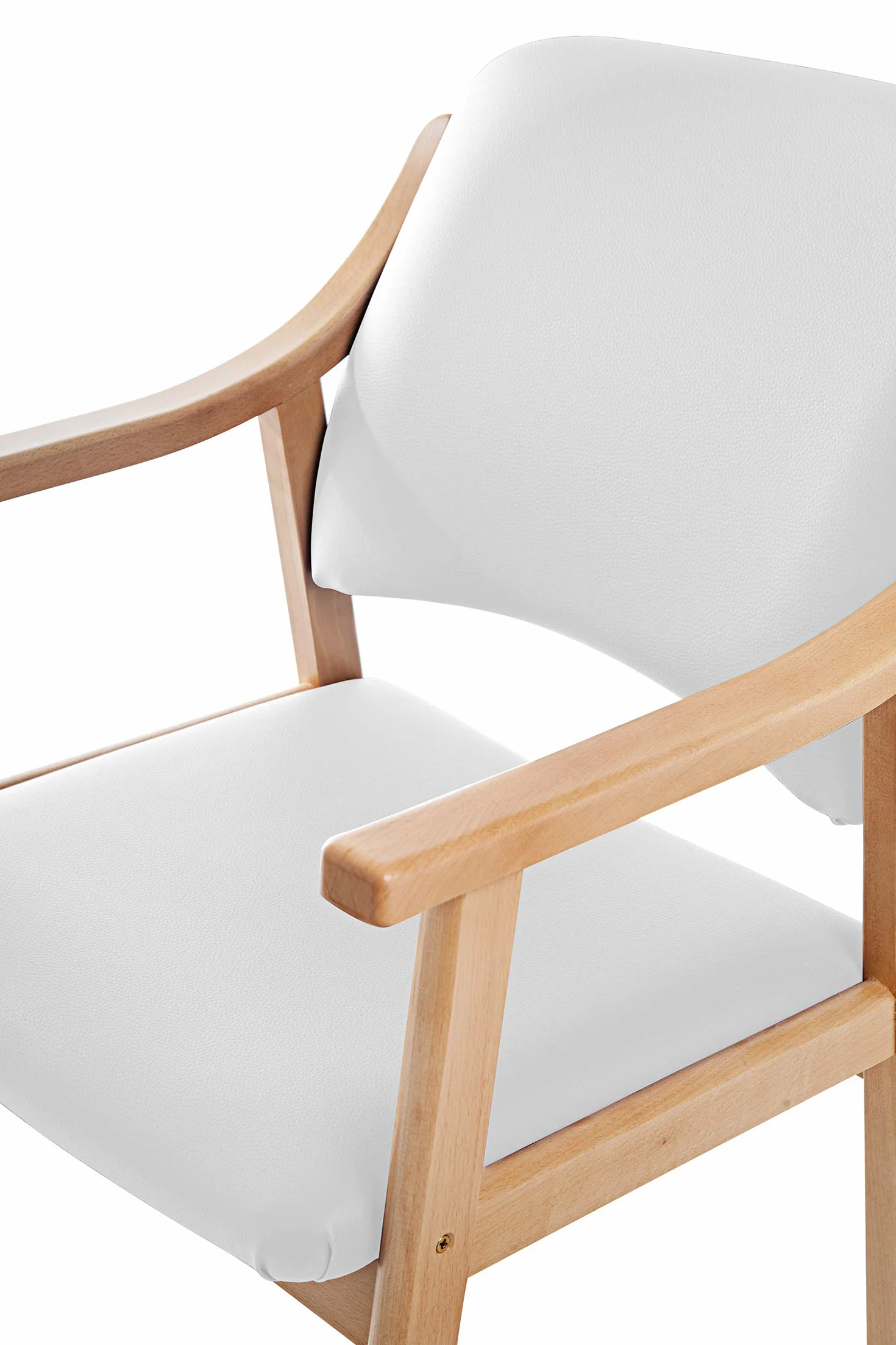 SUENOSZZZ - Silla Altea de Madera de Haya, tapizado Polipiel Blanco. Sillas para Comedor/Salón/Habitación/Oficina | Silla Geriátrica o de Espera