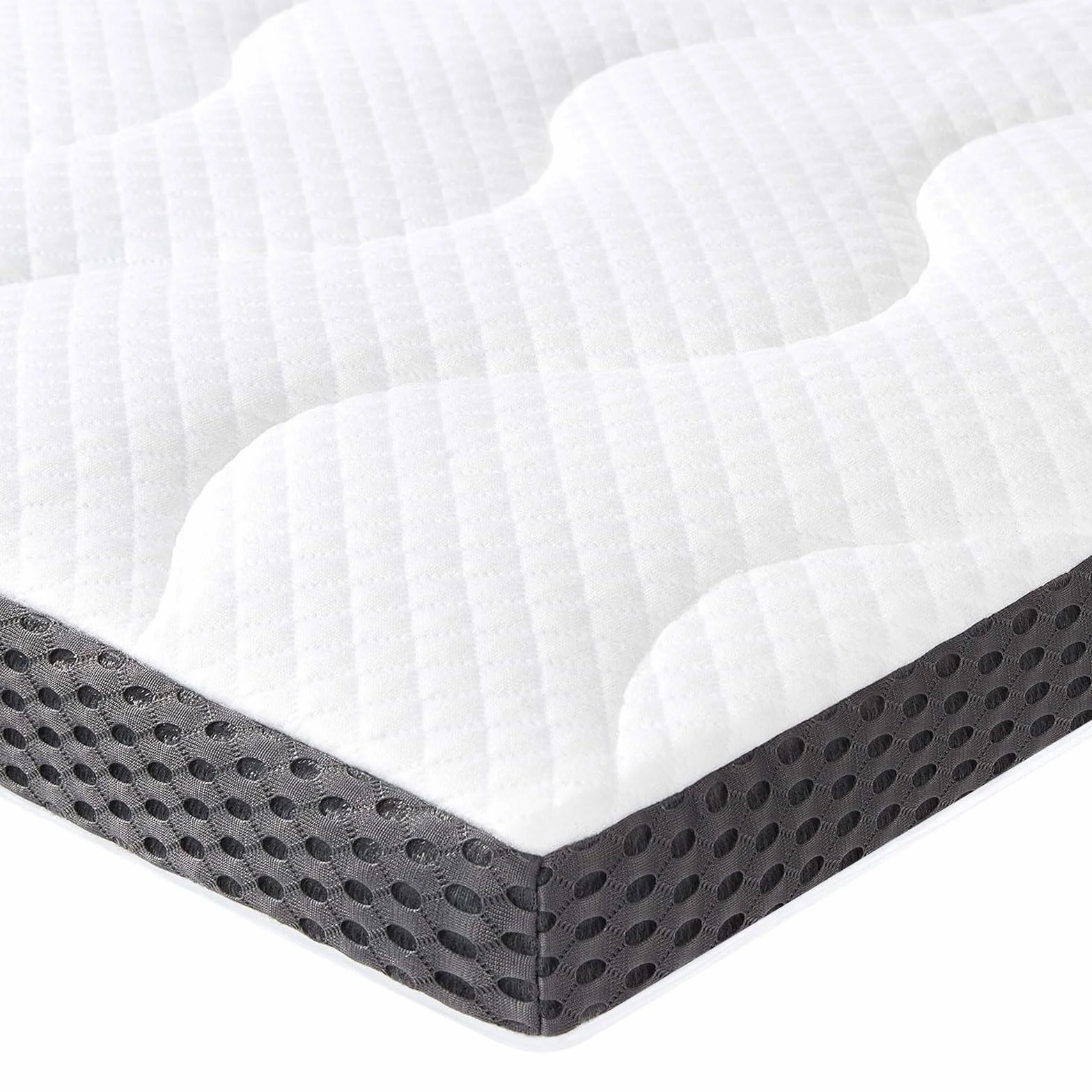 Amazon Basics Colchón de Espuma viscoelástica con Gel refrescante Topper, Funda removible y Lavable, 140 x 200 cm, 7 cm, Blanco