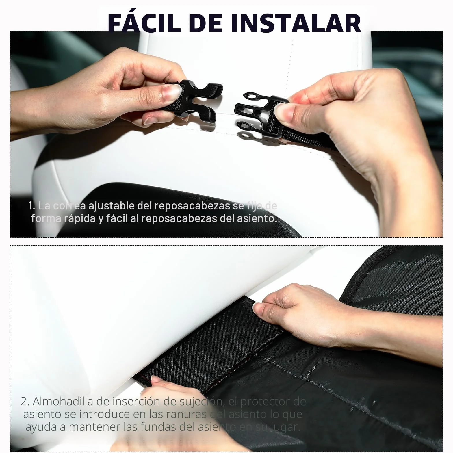 AiQInu Protector Asiento Coche Impermeable Antideslizante Compatible Niño 2 Bolsillos Almacenaje Cuero Tela