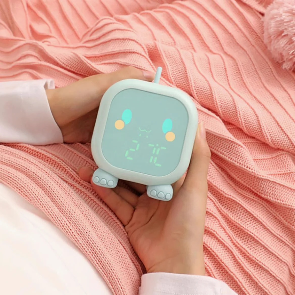 Mipcase Reloj Despertador Inteligente Diseño Animal de Plástico Verde, Función de Repetición y Silencio, Adecuado para Mesa de Noche Infantil