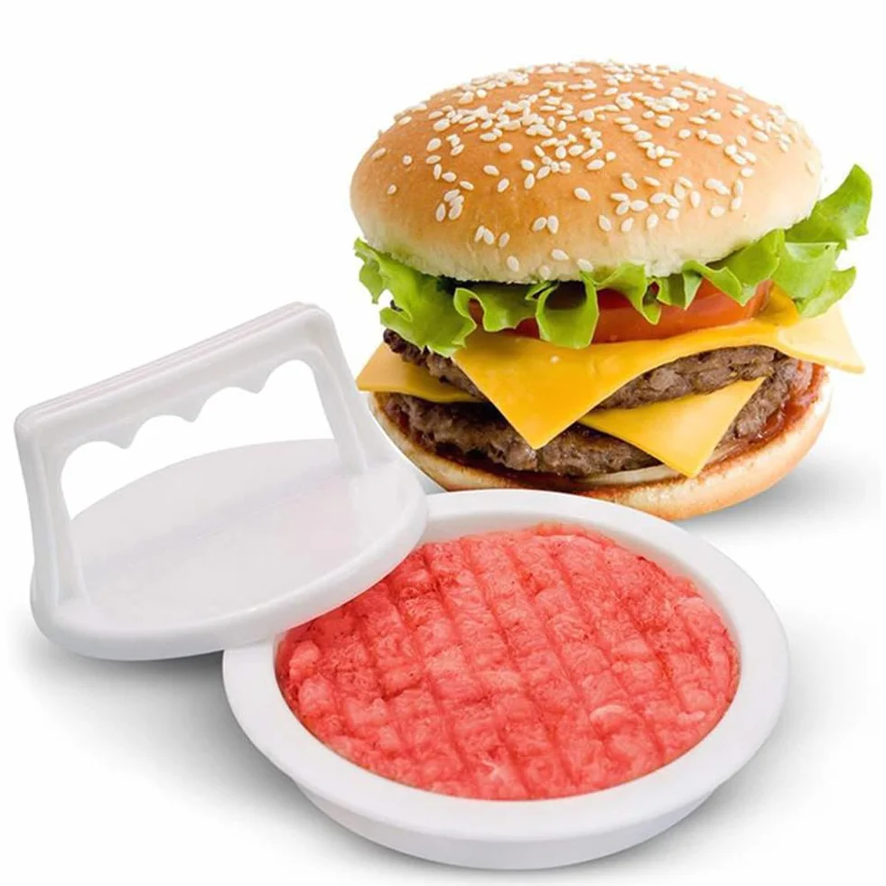 Molde redondo para hacer hamburguesas y barbacoa, de plástico, molde para hacer pastel de carne, moldes para hamburguesas y prensa para hamburguesas, duradero, fácil de limpiar, mu
