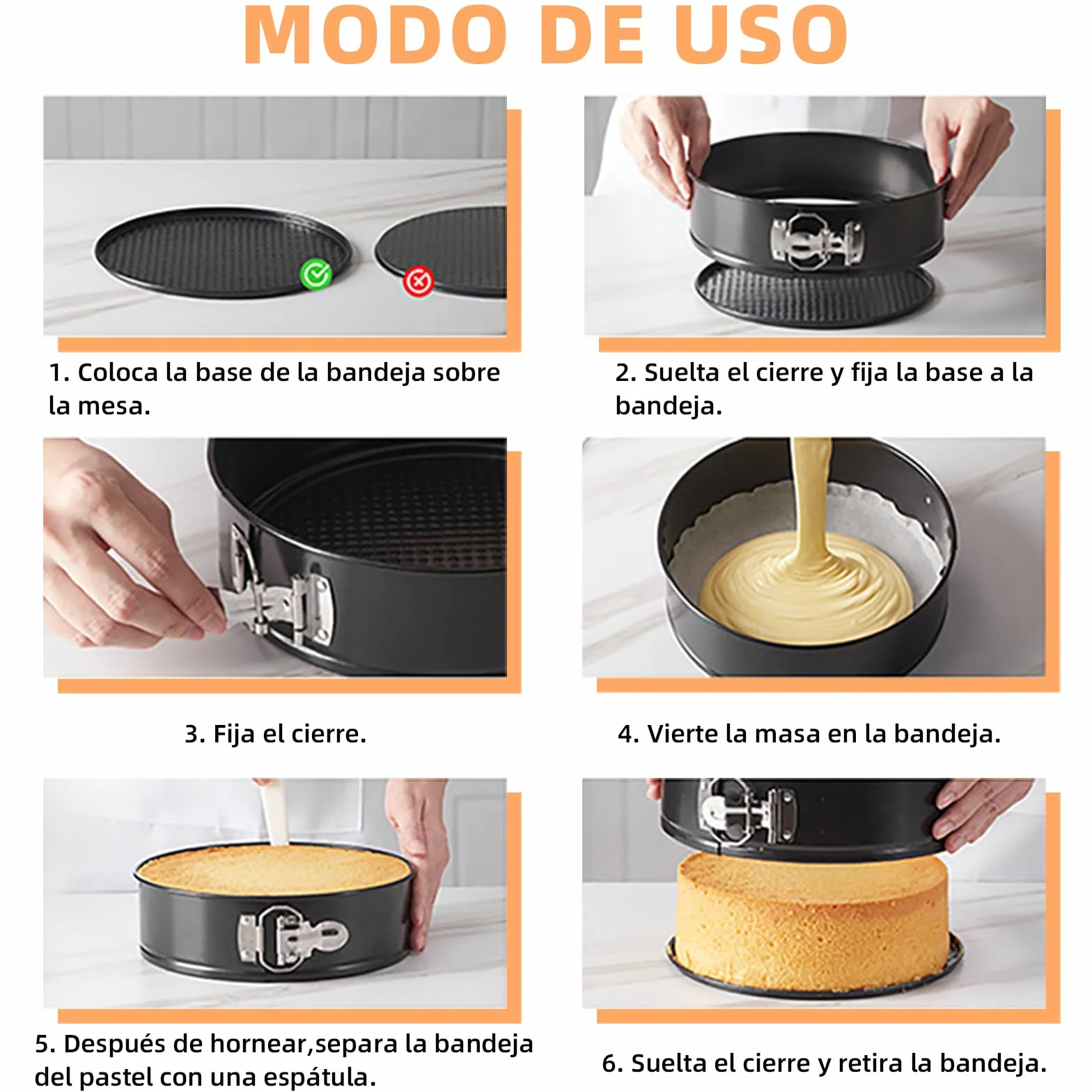 Molde Desmontable,6 inch (aprox. 16 cm) Molde Tarta Desmontable,Molde Pan,Molde Tarta con revestimiento antiadherente inferior extraíble,Moldes Reposteria,Apto para pasteles,pizzas y panqueques