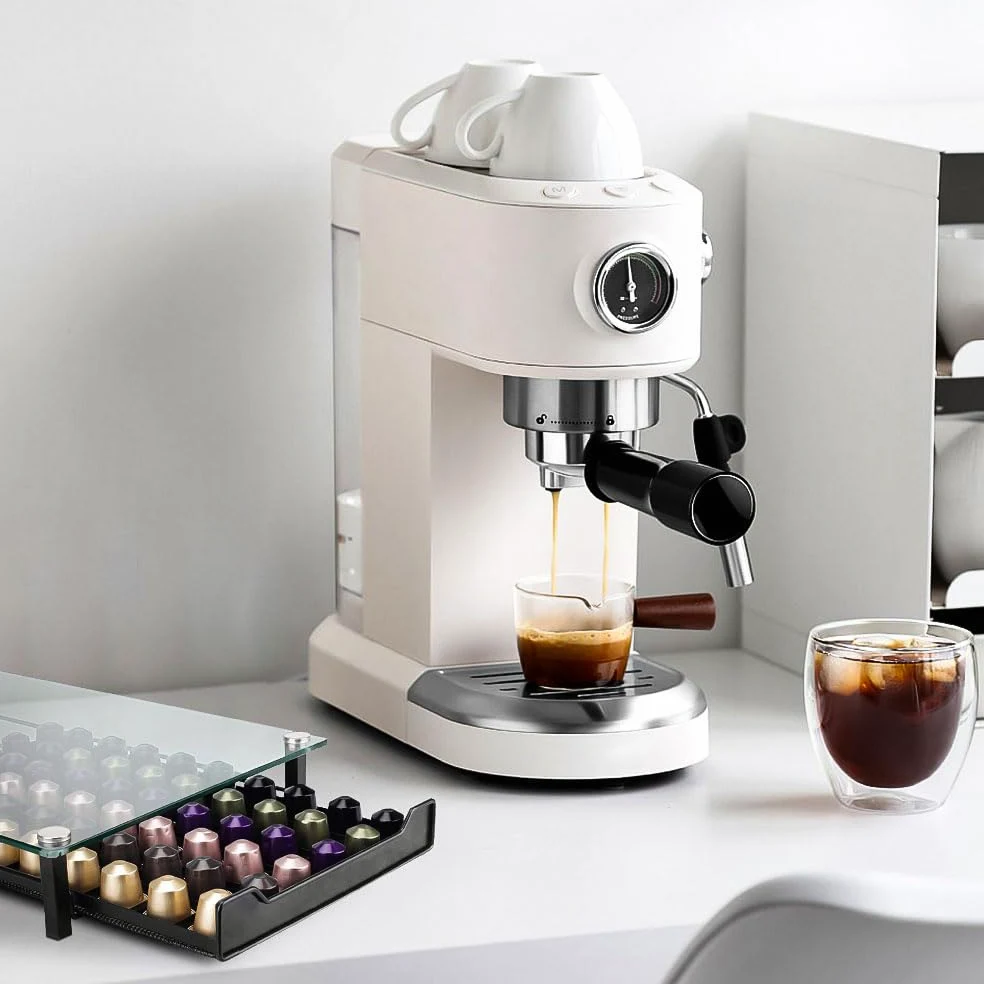 Soporte para Cápsulas de Café, Dispensador Capsulas Vertuo,Organizador Capsulas Vertuo,Cajón para almacenar cápsulas de Vertuoline (60 (vidrio))