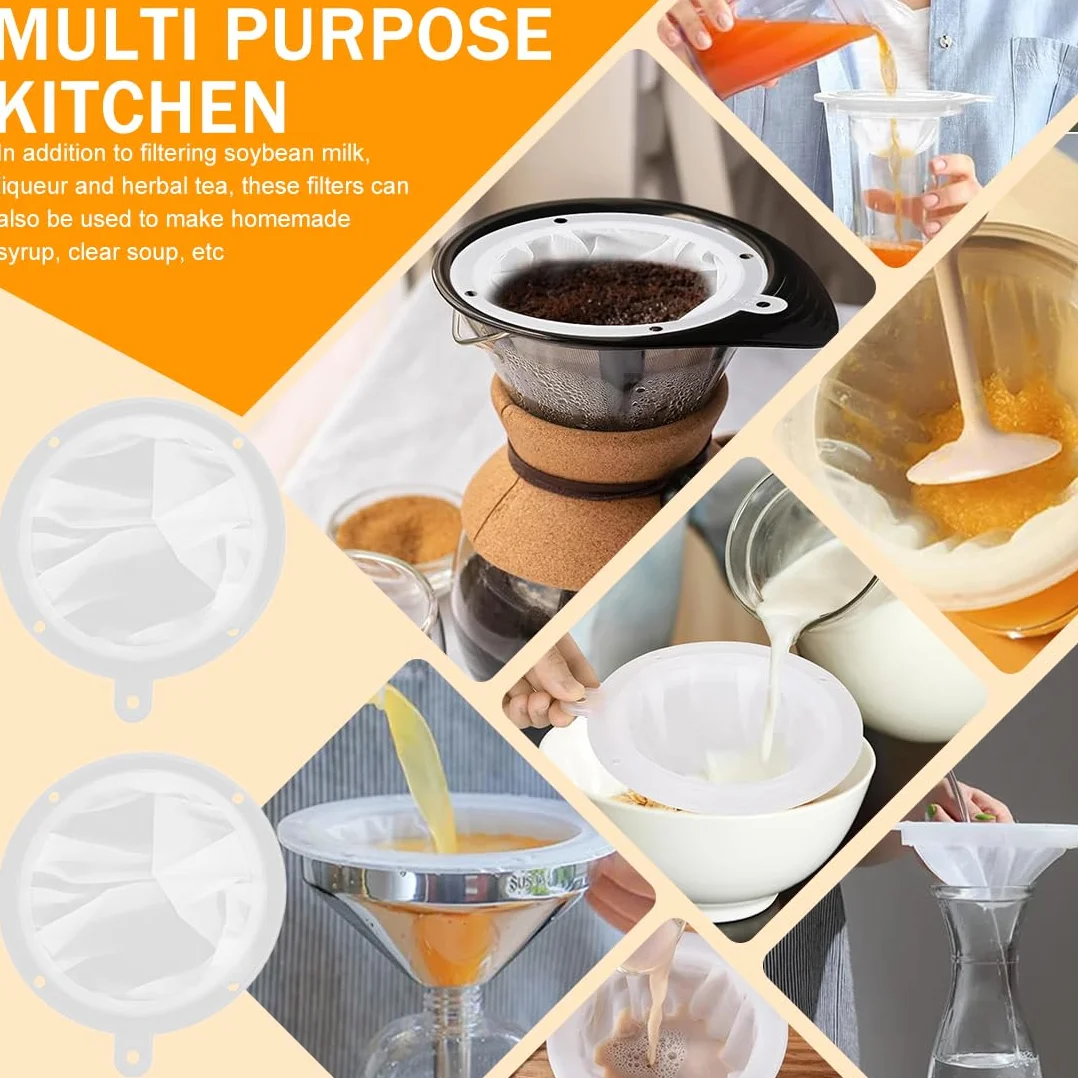 3 Piezas Colador Ultrafino de Malla de Nailon, Colador de Cocina Multiuso de Tela, Colado Kefir, Utensilio para Colar Café, Filtro Eficiente para Aceite y Jugos, Mango de Plástico