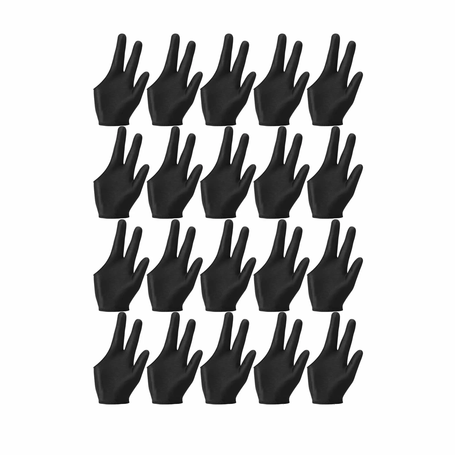 20 unidades de guantes de billar transpirables para hombre con 3 dedos para billar