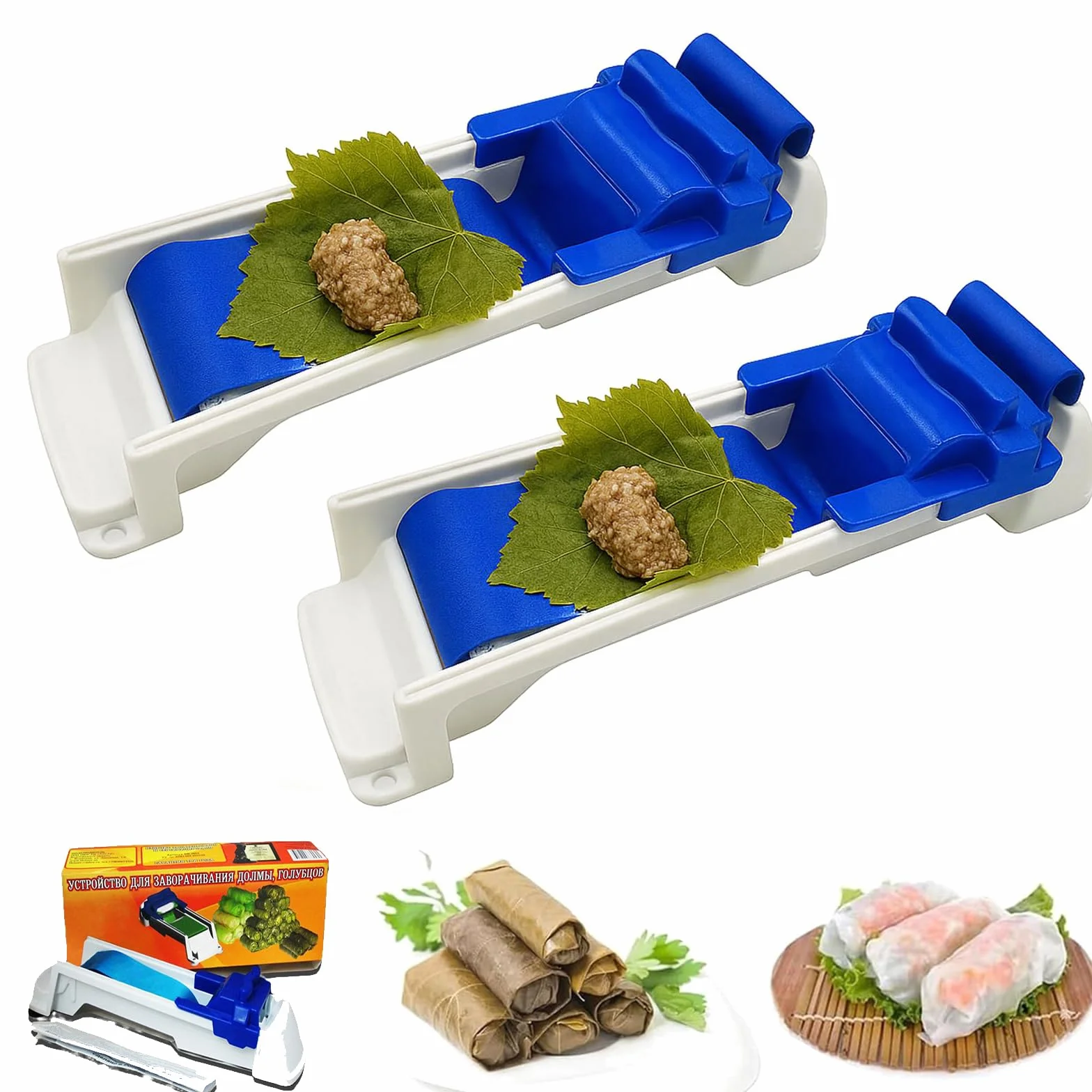 Lumpia Maker, Multi-functional DIY Plastic Eggroll, Lumpia Maker Machine, Vegetable Meat Rolling Tool, Machine Sushi Maker, Stuffed Vine Leaves for Home Kitchen Tool (2pcs)