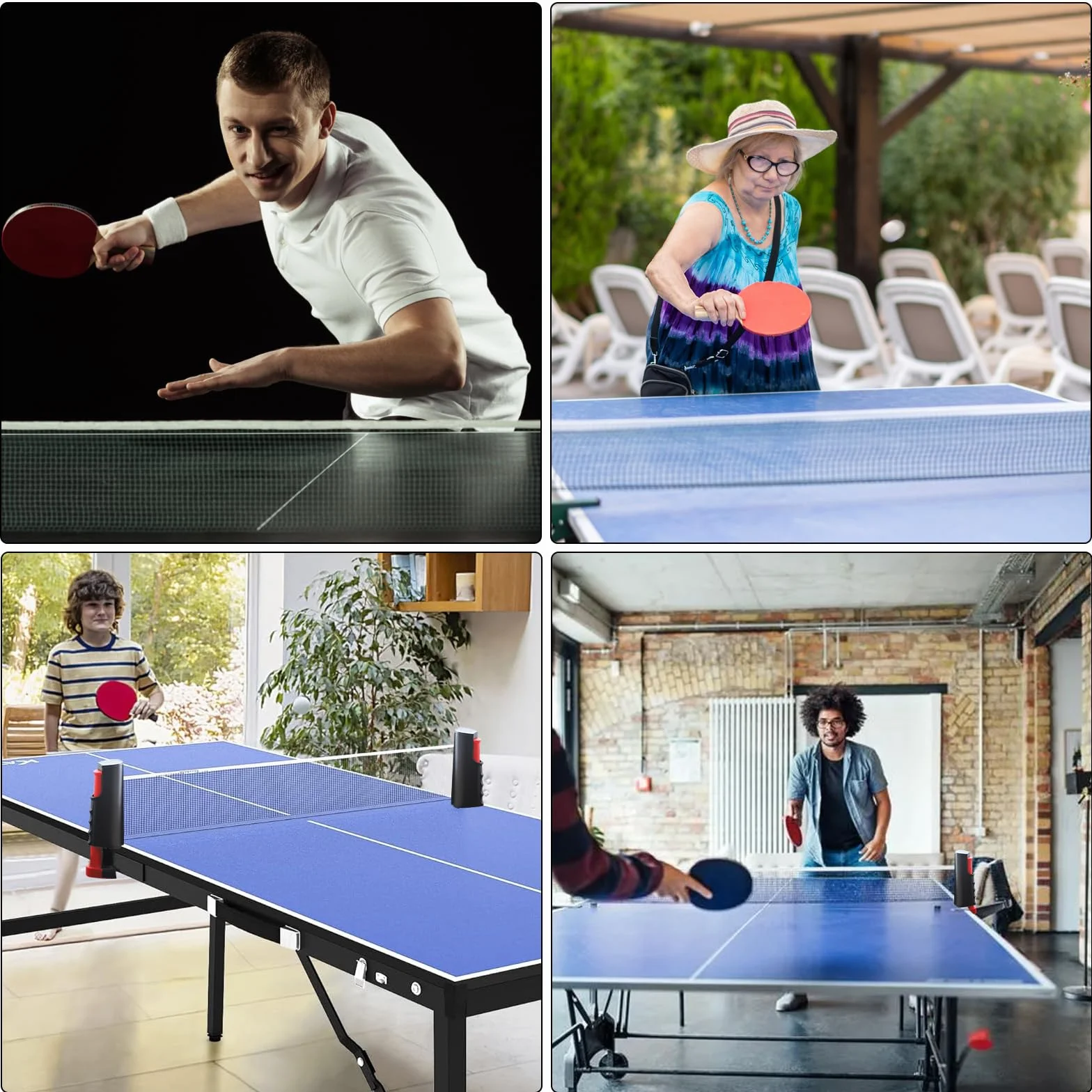 Red de ping pong extensible portátil 165 cm con 5 pelotas