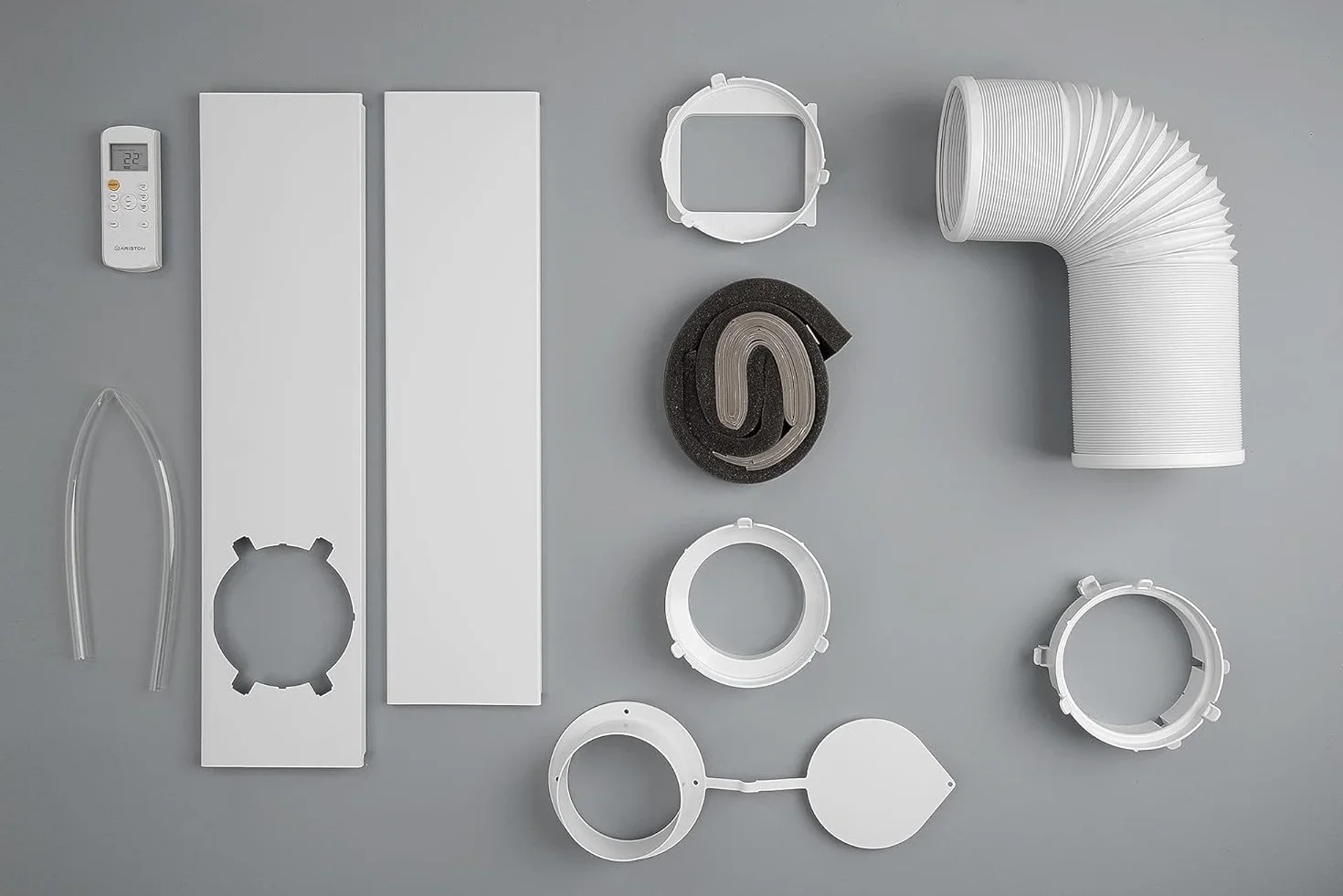 Ariston, Mobis 10- Pinguino Aire Acondicionado Portátil Silencioso con Temporizador y Mando a Distancia, Climatizador 24x69x2.5 Blanco Fabricado para Instalación en España, Eficiencia A+ Rango(A+++/D)