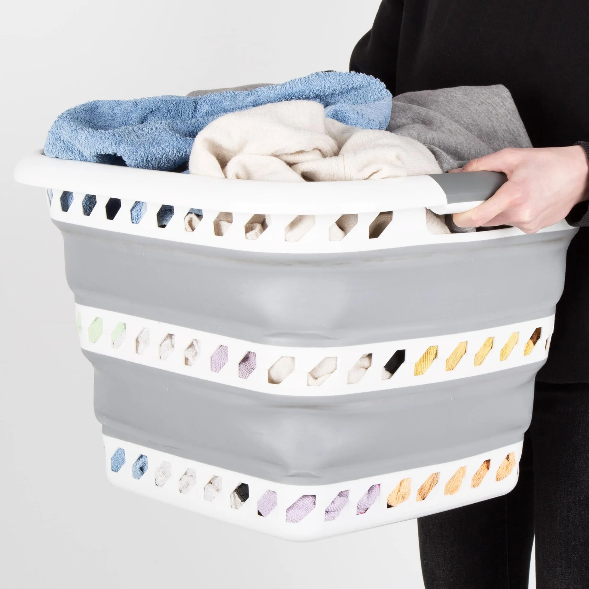 AKTIVE Cesta plegable 40 litros, Formato cuadrado, 49 x 48 x 33 cm, Plegado compacto, Libre de BPA, Caja de almacenamiento portátil, Cesto ropa sucia plegable, Para hogar, Camping y picnic (63115)