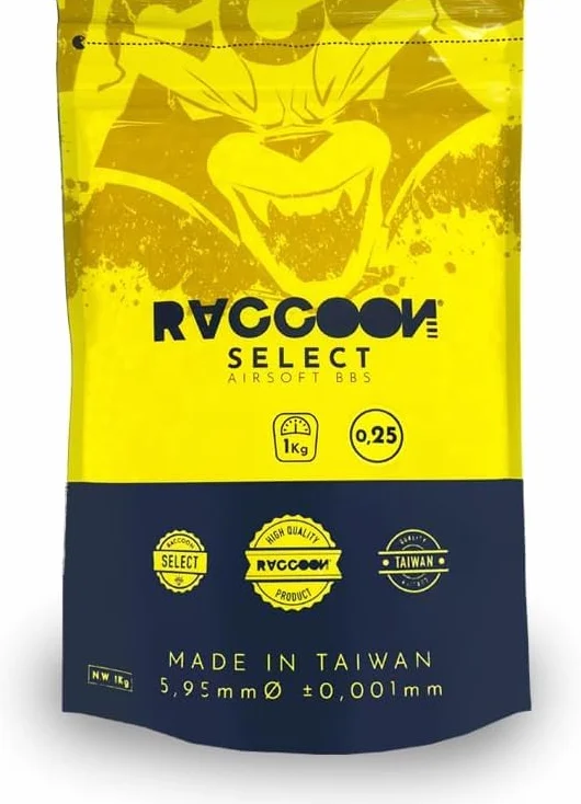 Bolsa Bolas para Airsoft Blancas no biodegradables 1 kg 0,25 Gramos Raccoon Select