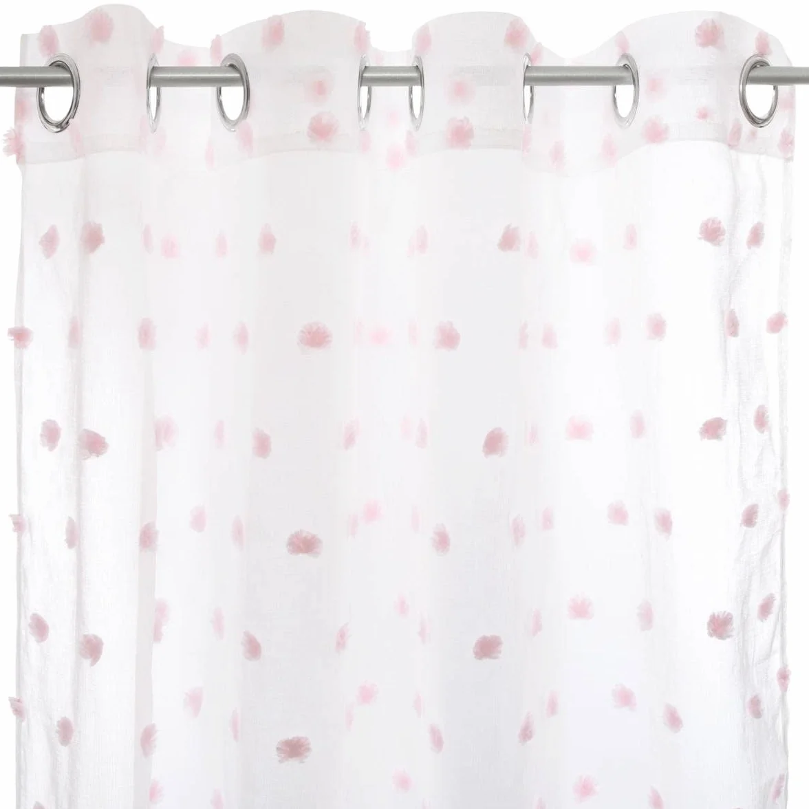 Atmosphera Cortina Infantil Pompons Blanca y Rosa 140 x 240 cm