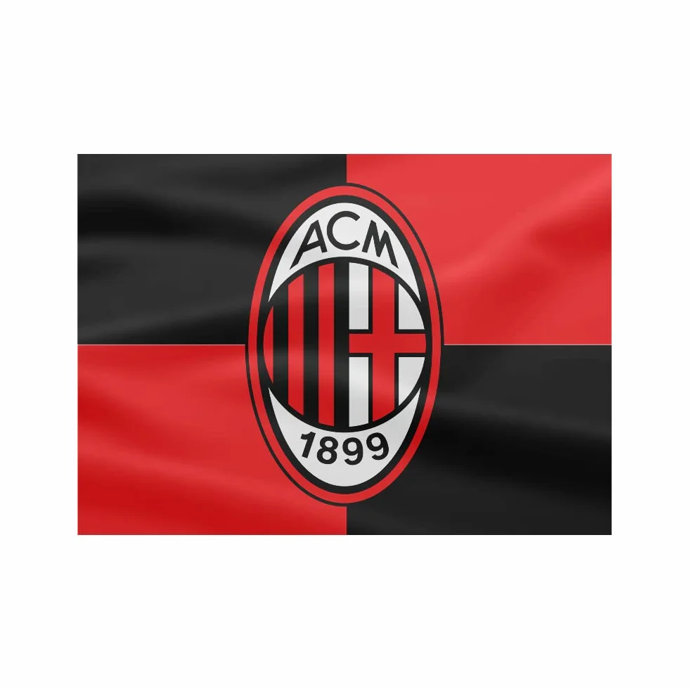 AC Milan Bandera grande de cuadros y logotipo 100 x 140 cm rojo/negro poliéster
