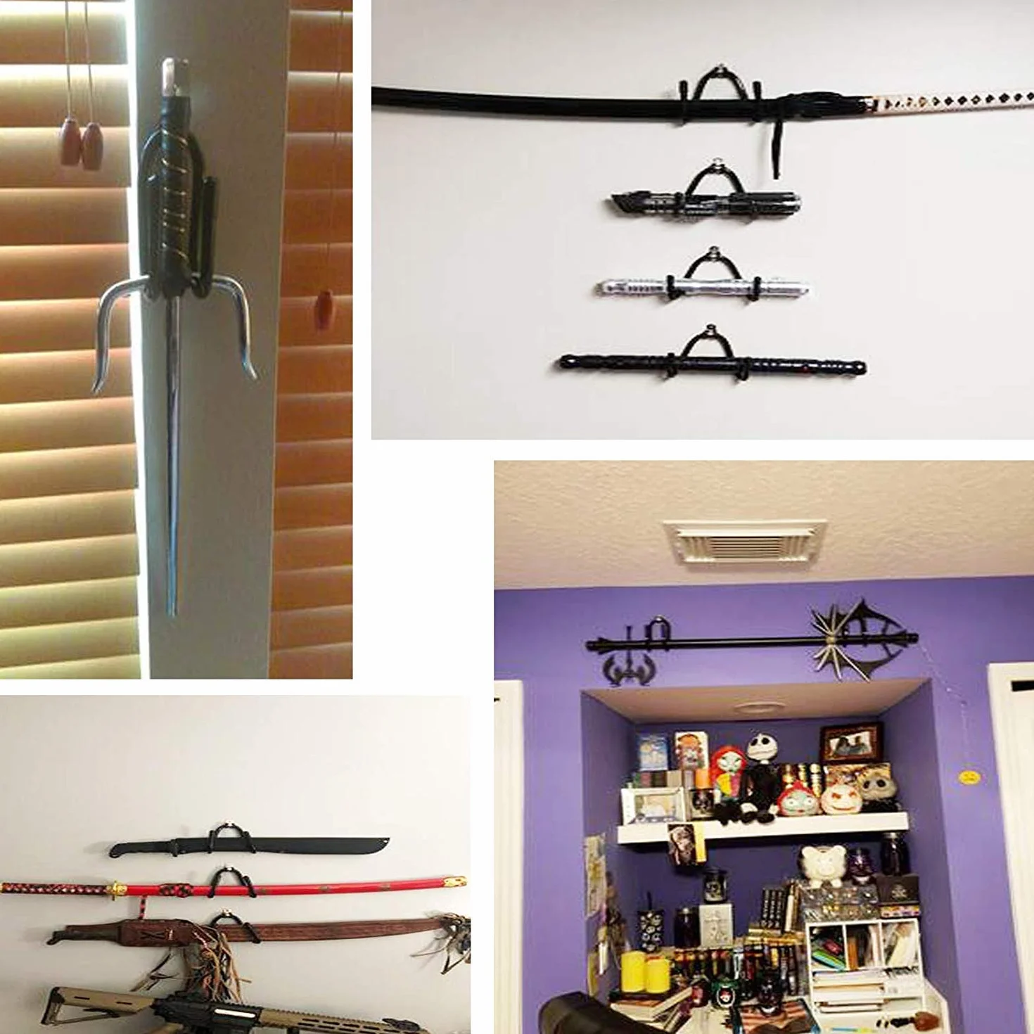 Soporte ajustable para espadas Organizador de pared Gancho de almacenamiento 2/PK