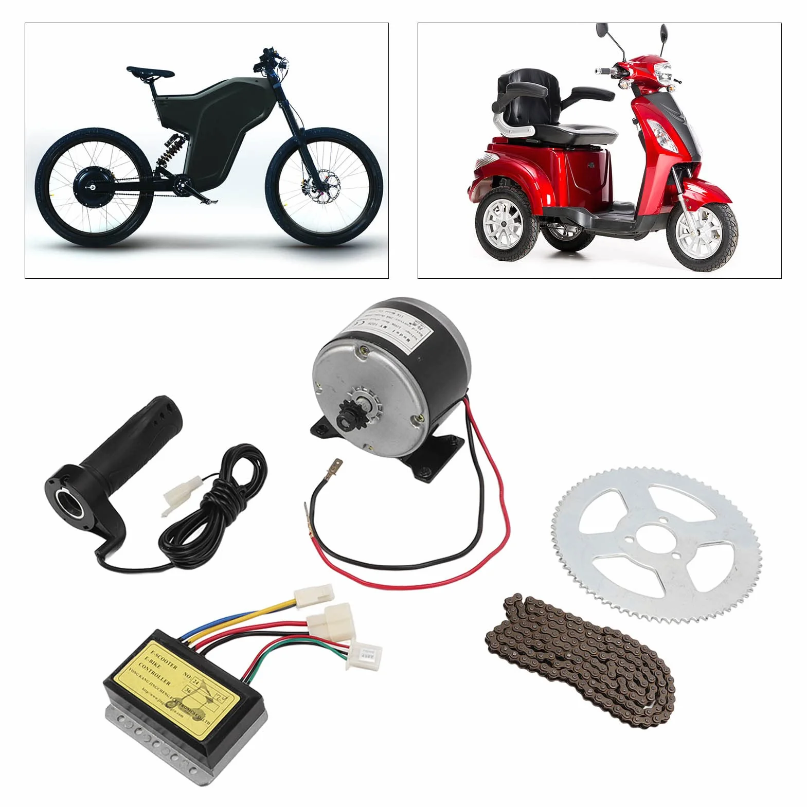 KIMISS Kit de Motor de Bicicleta Eléctrica 12V 250W 2750RPM con Controlador
