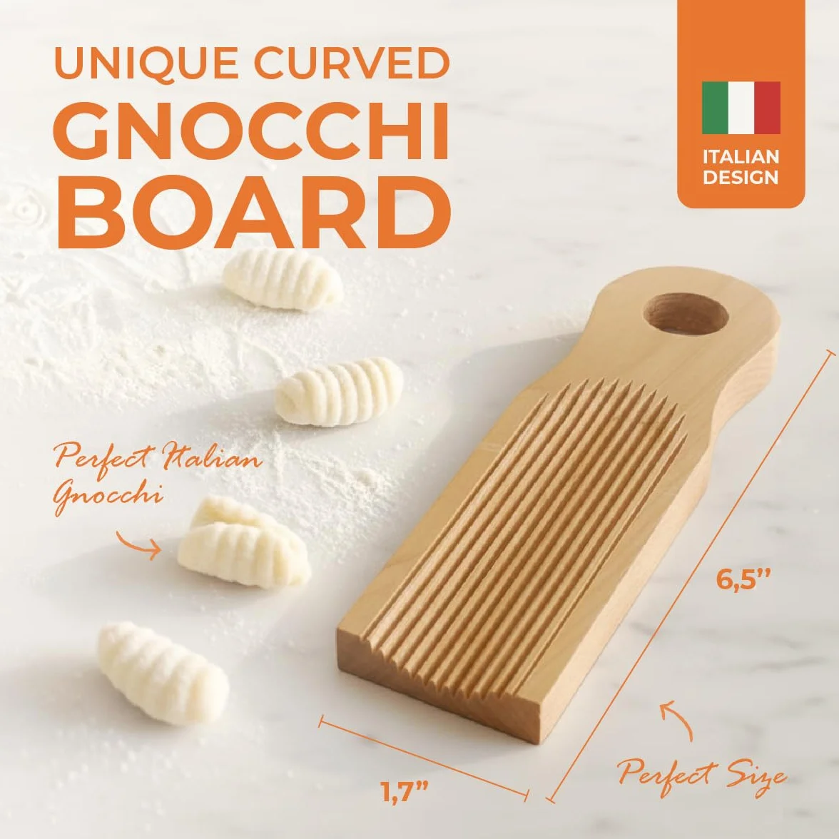 Auténtica tabla de ñoquis para hacer pasta de ñoquis italiana a mano.