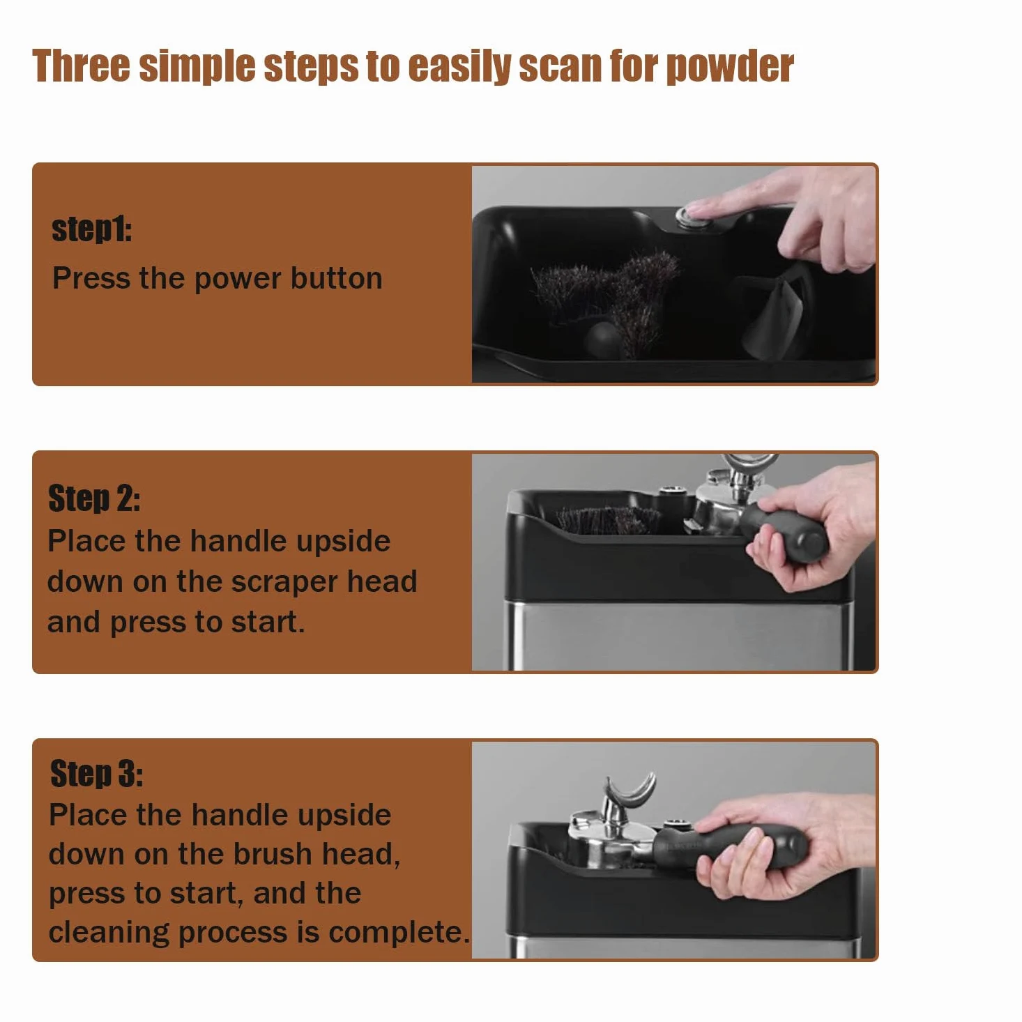 Limpiador automático portafiltros Espresso 340 RPM Acero Inoxidable Uso Comercial y doméstico Black
