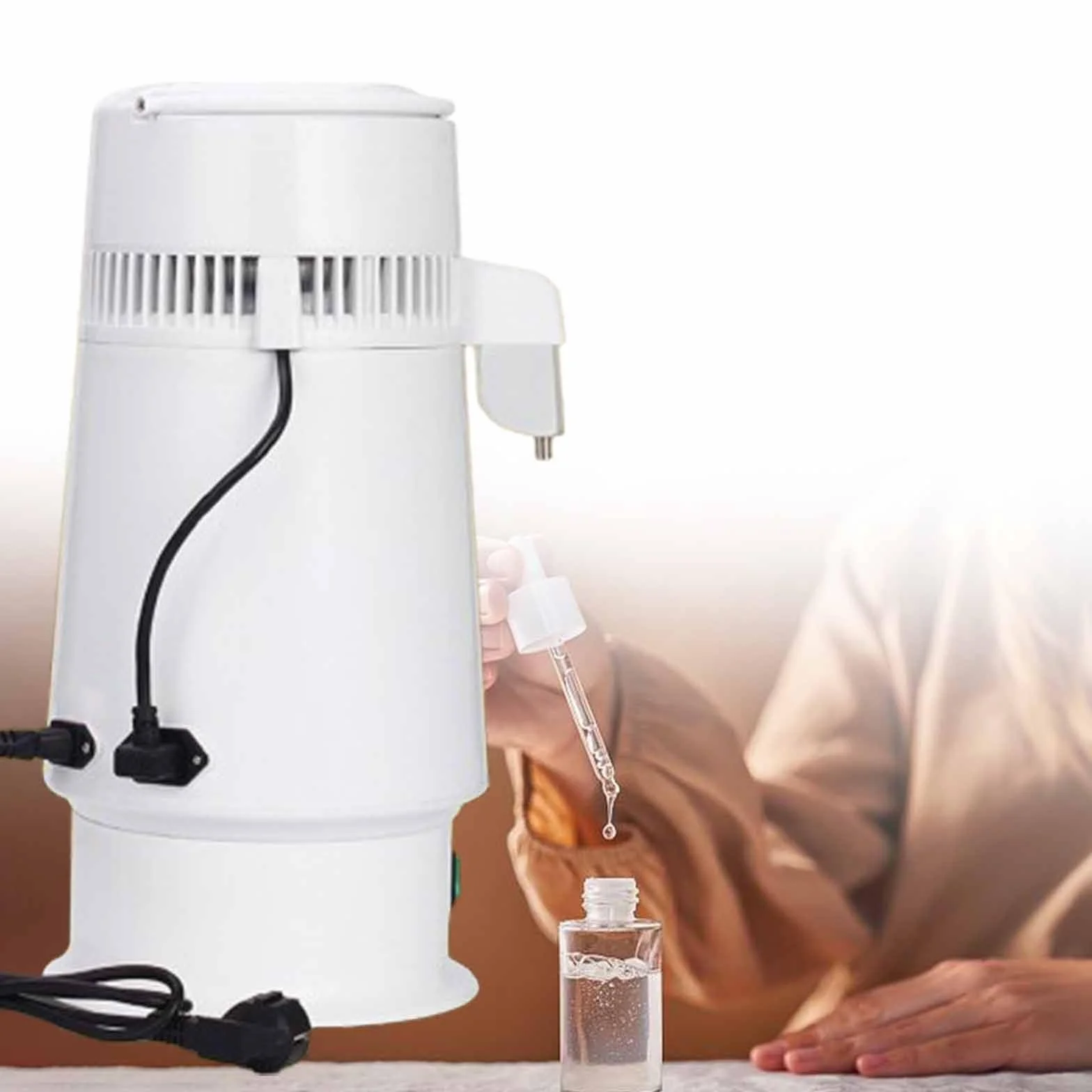 Destilador de agua de 750 W, 4 L, de acero inoxidable, con recipiente para uso doméstico, laboratorios y hospitales. Interior de acero inoxidable que destila agua pura