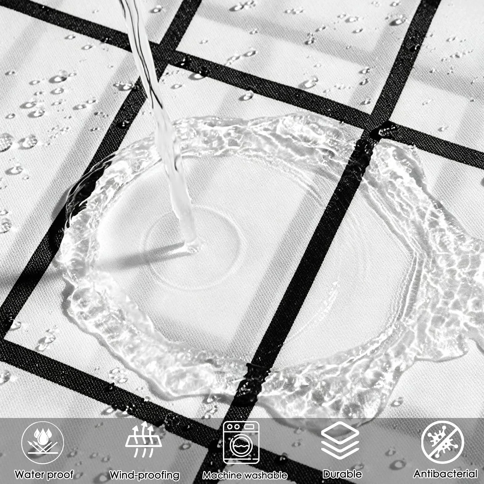 Cortina de Ducha Impermeable 260 x 290 cm Cortina de Ducha de Poliéster - Resistente Al Moho y Al Moho, Tela Repelente Agua, 100% Poliéster, con Ojales y Anillos, Cuadrado