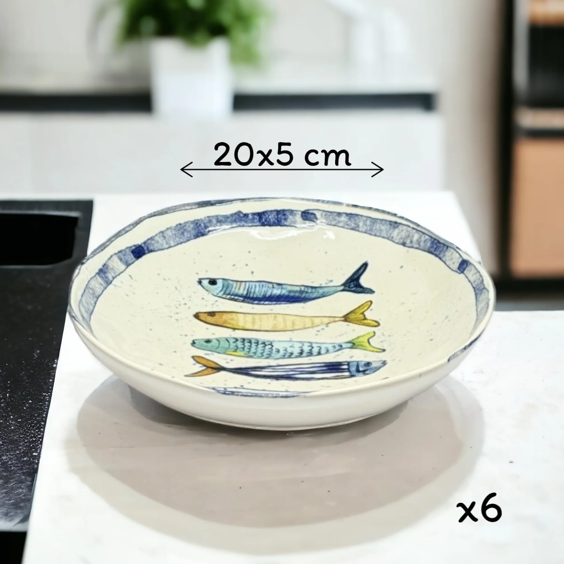 La Mediterránea - Vajilla (18 platos para 6 personas, 26 cm, postre 20 cm, huecas para sopa o ensalada, 20 x 5 cm)