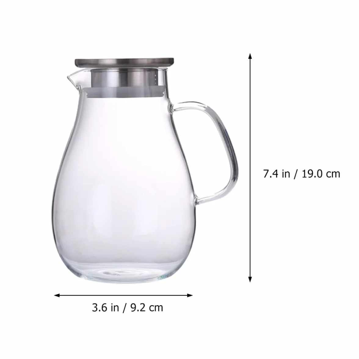Jarra de Vidrio para Agua y Jugos 2000 Ml, Hervidor Multiusos Tapa Antigoteo, Botella de Almacenamiento Grande para Hogar y Cocina, Adecuado para Bebidas Frías y Calientes