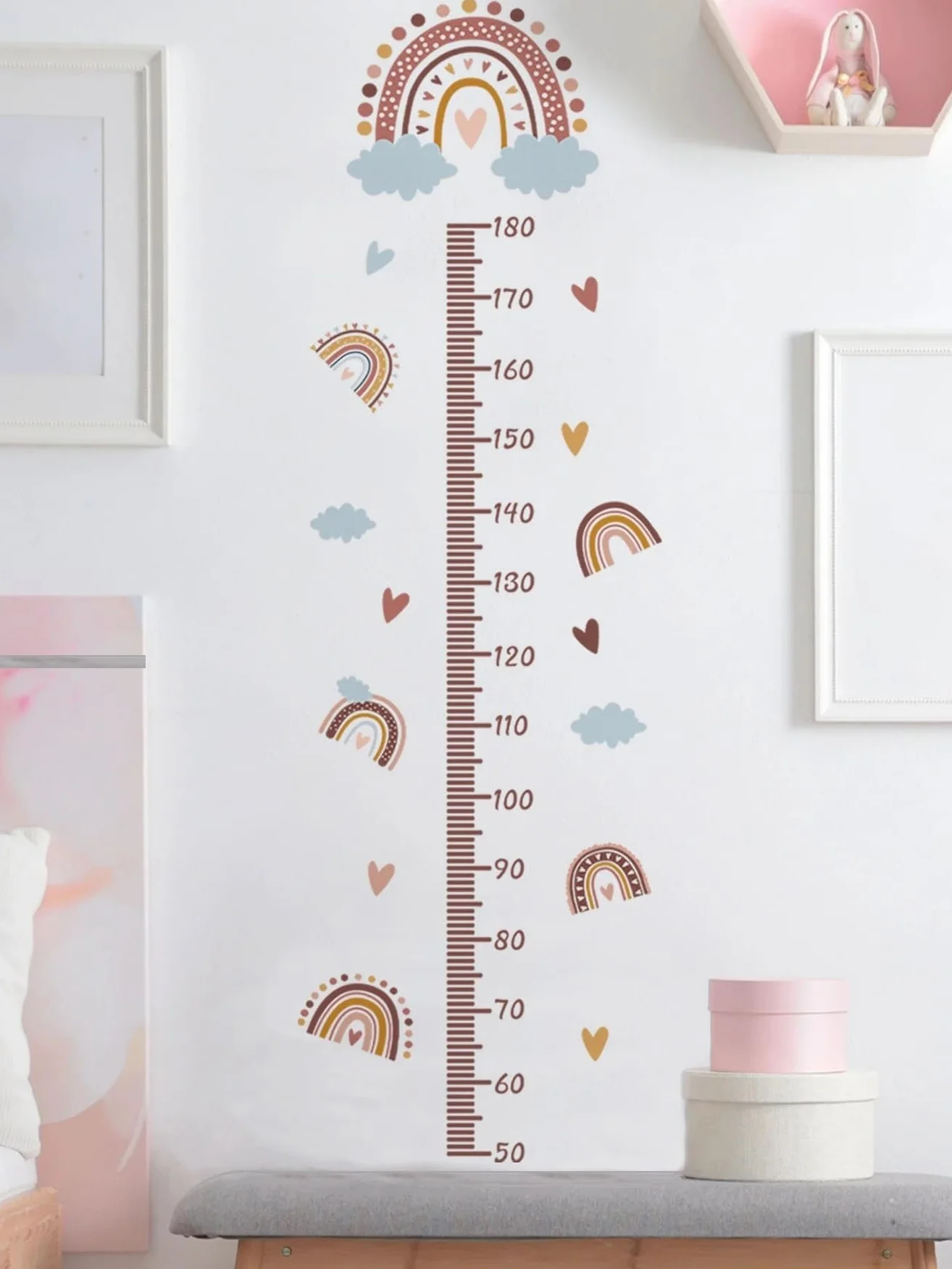 Pegatina Decorativa para Pared Regla Adhesiva de Vinilo Medir Crecimiento Infantil 180cm