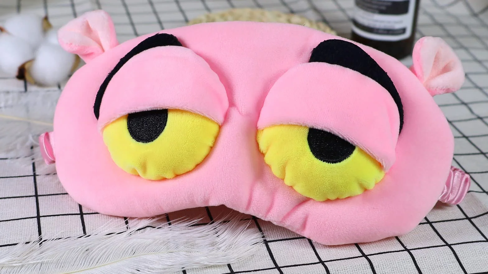 Máscara del Sueño Pelusa Dormir Divertido Rana Dibujos Animados Tapa Ojo Visera Viaje Sleep Mask Rosado