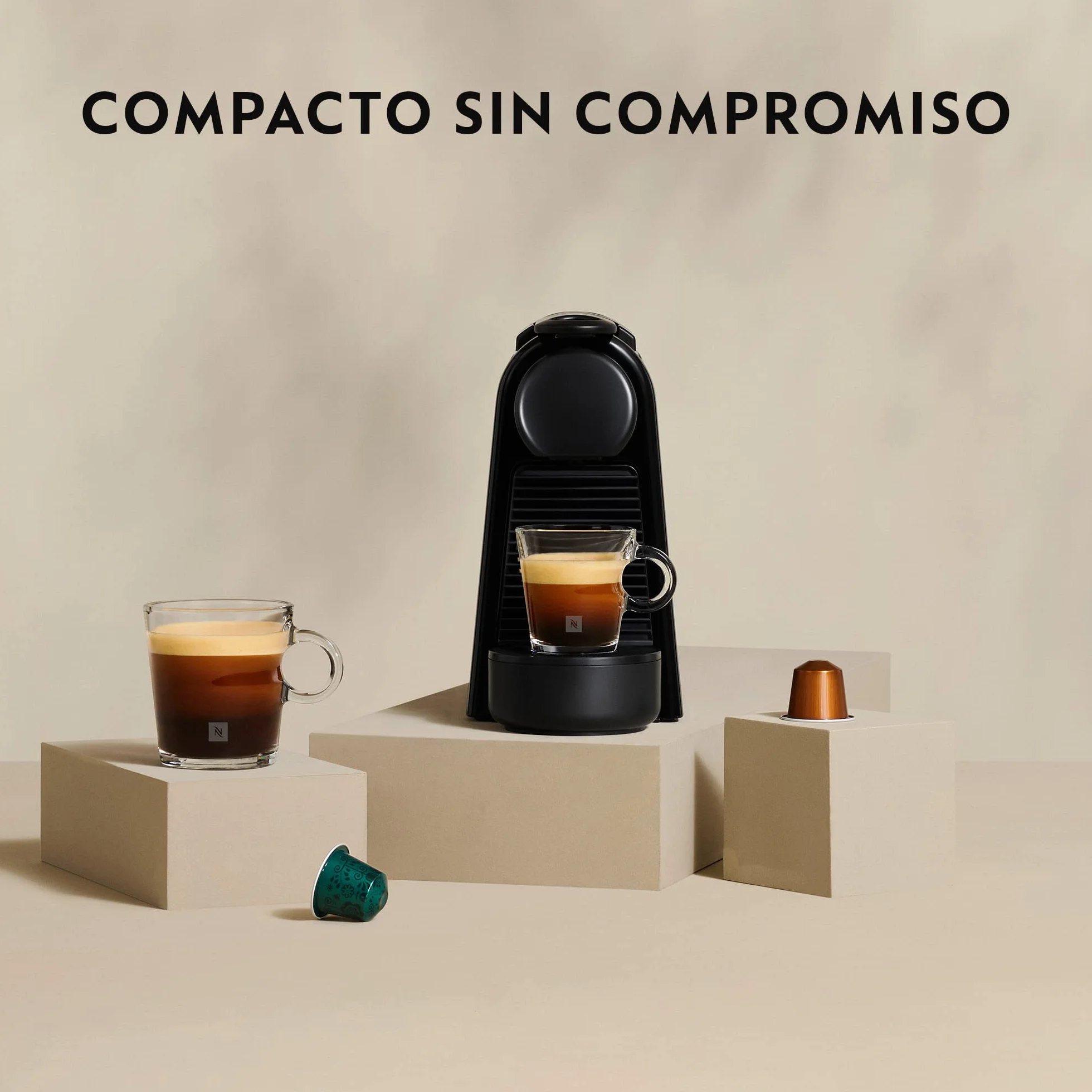 De'Longhi Nespresso Essenza Mini EN85.BKMT, Máquina de Café Automática, Máquina de Cápsulas para una Taza, Set de Bienvenida Incluido, Diseño Compacto, Presión 19 Bares, 1150W, Negro Mate