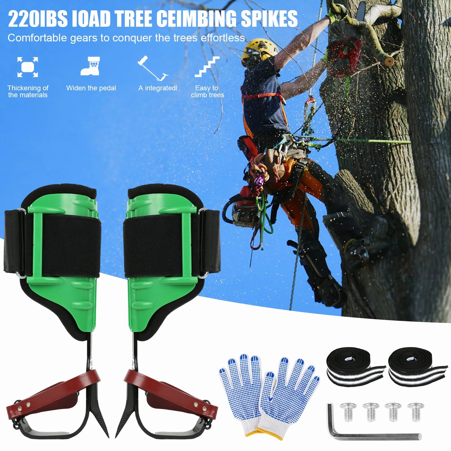 Crampones de escalada de árboles, juego para escalada y recolección de frutas